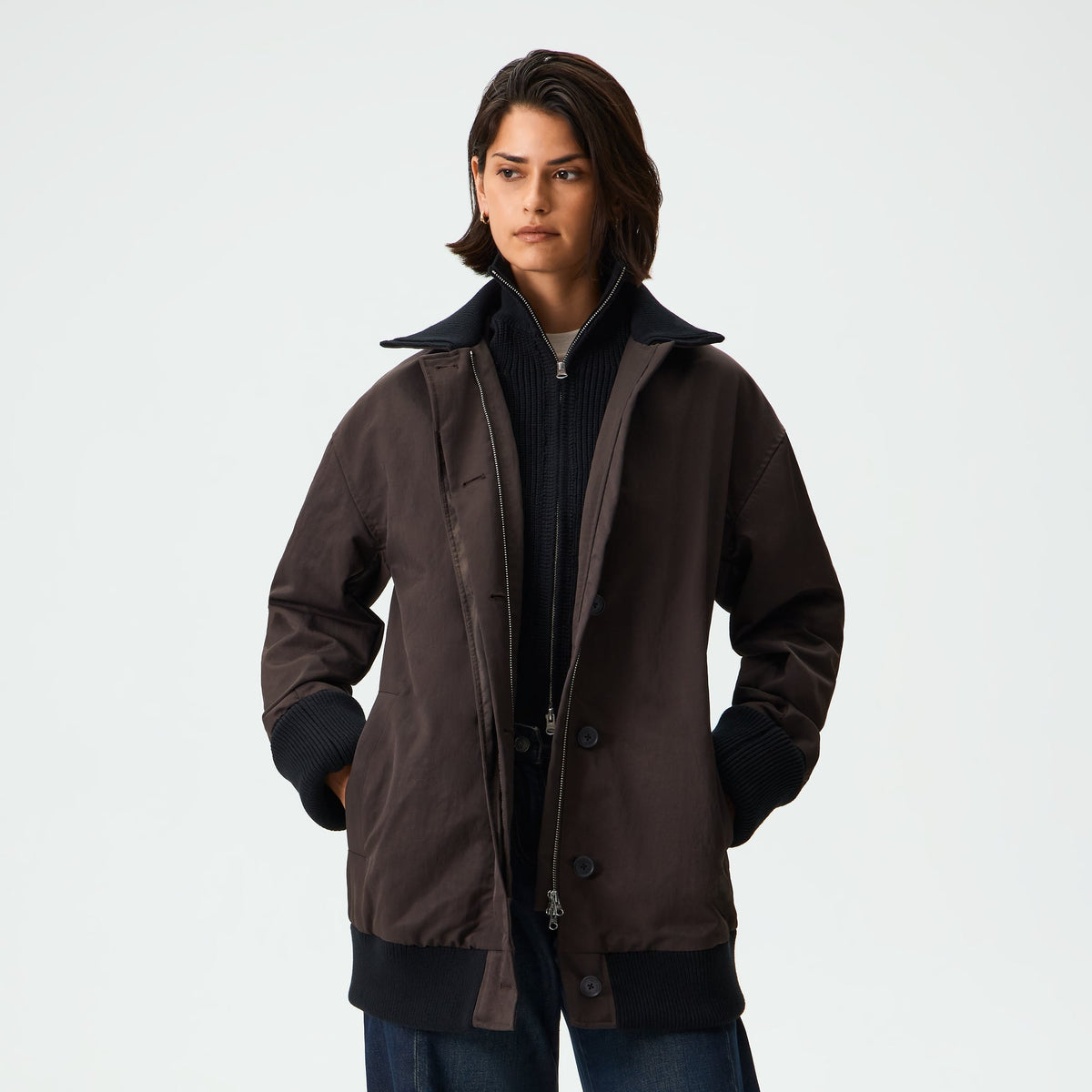 Kith Women Niall Sweater Layered Coat - Incognito - PH