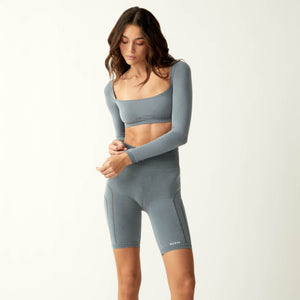 Kith Women Cadence Pointelle Long Sleeve Bra Top - Asteroid PH