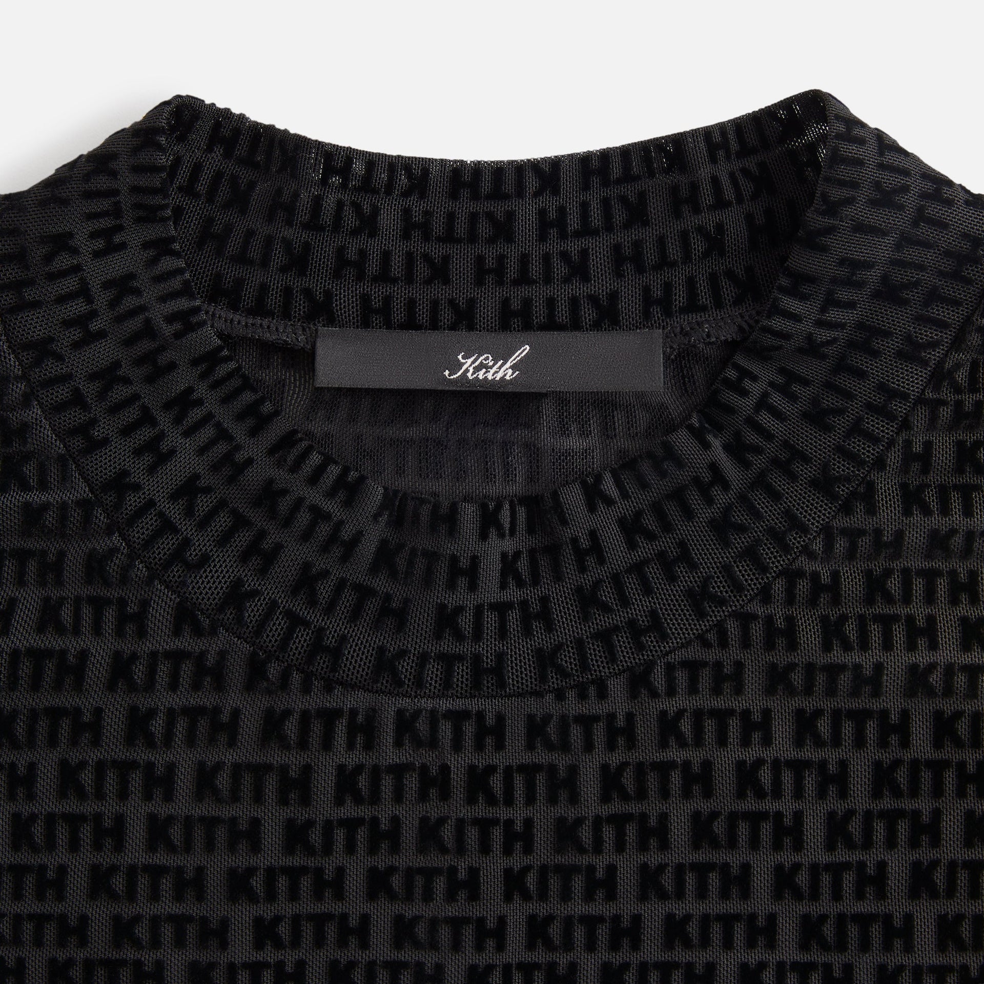 Kith Women Mulberry Monogram Mesh Long Sleeve Tee - Black