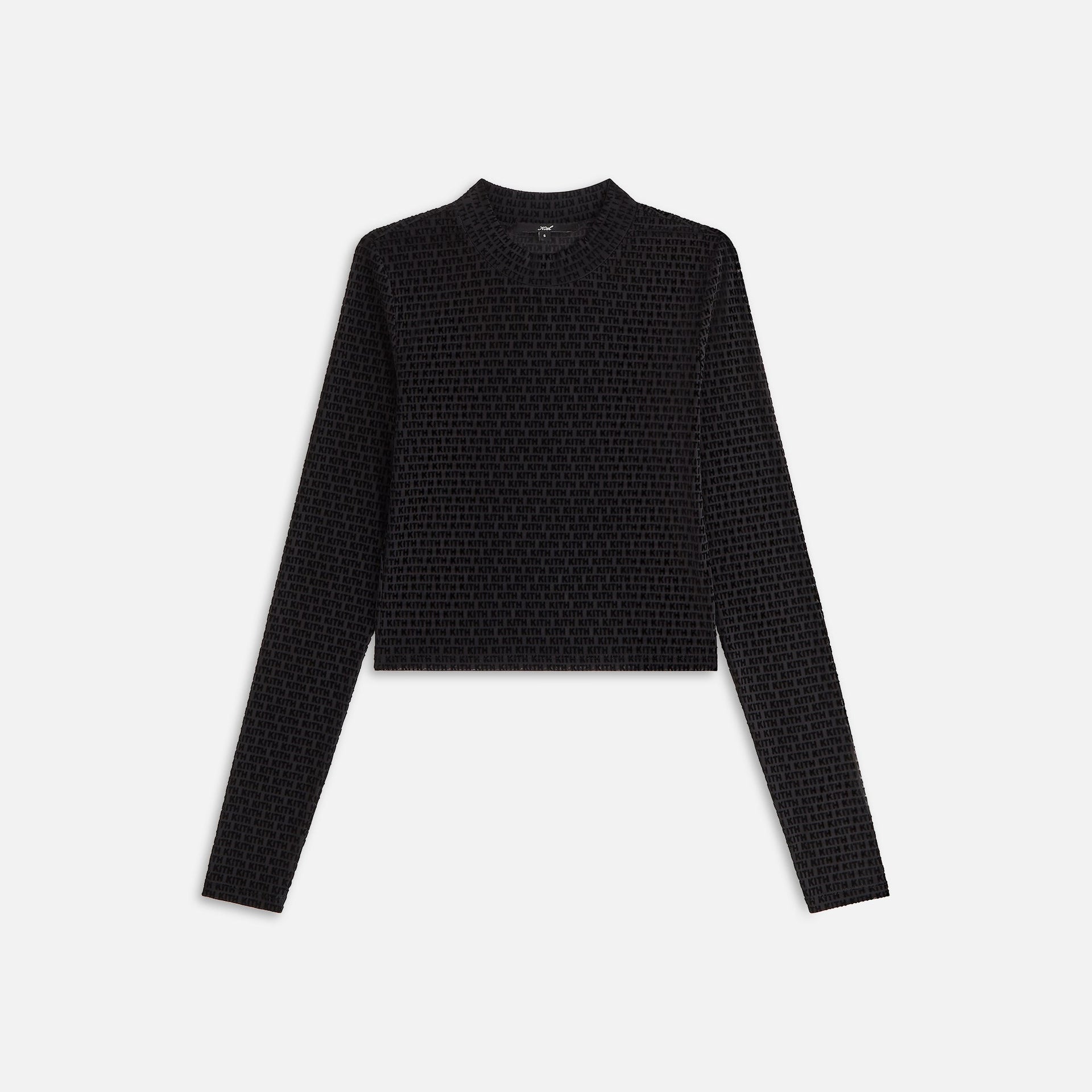 Kith Women Mulberry Monogram Mesh Long Sleeve Tee - Black