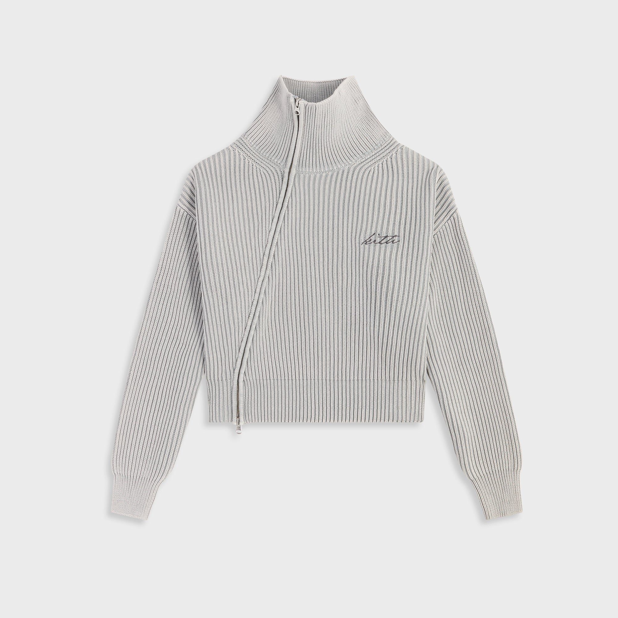 p_kuru　36 Kith Women Wyler III Asymmetrical Zip Sweater - Mist – Kith Canada