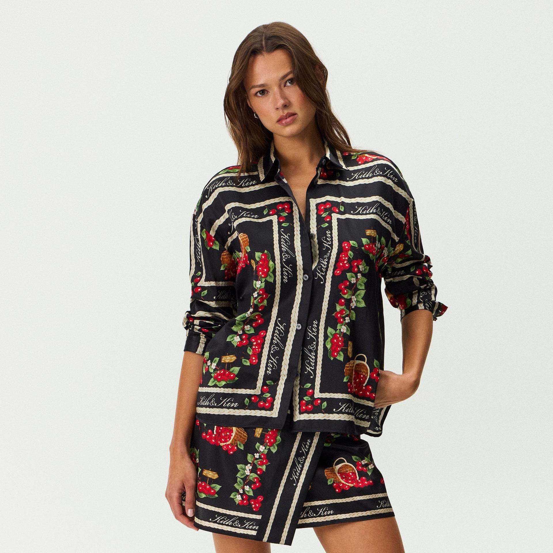 Kith Women Siena Cherry Button Up Shirt - Black