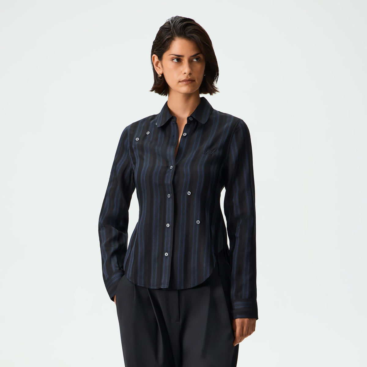 Kith Women Sidney Stripe Asymmetrical Shirt - Placid - PH