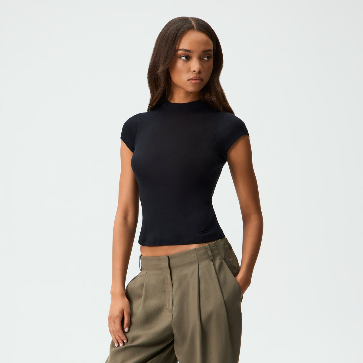Kith Women Mulberry IV Wool Jersey Tee - Black - PH