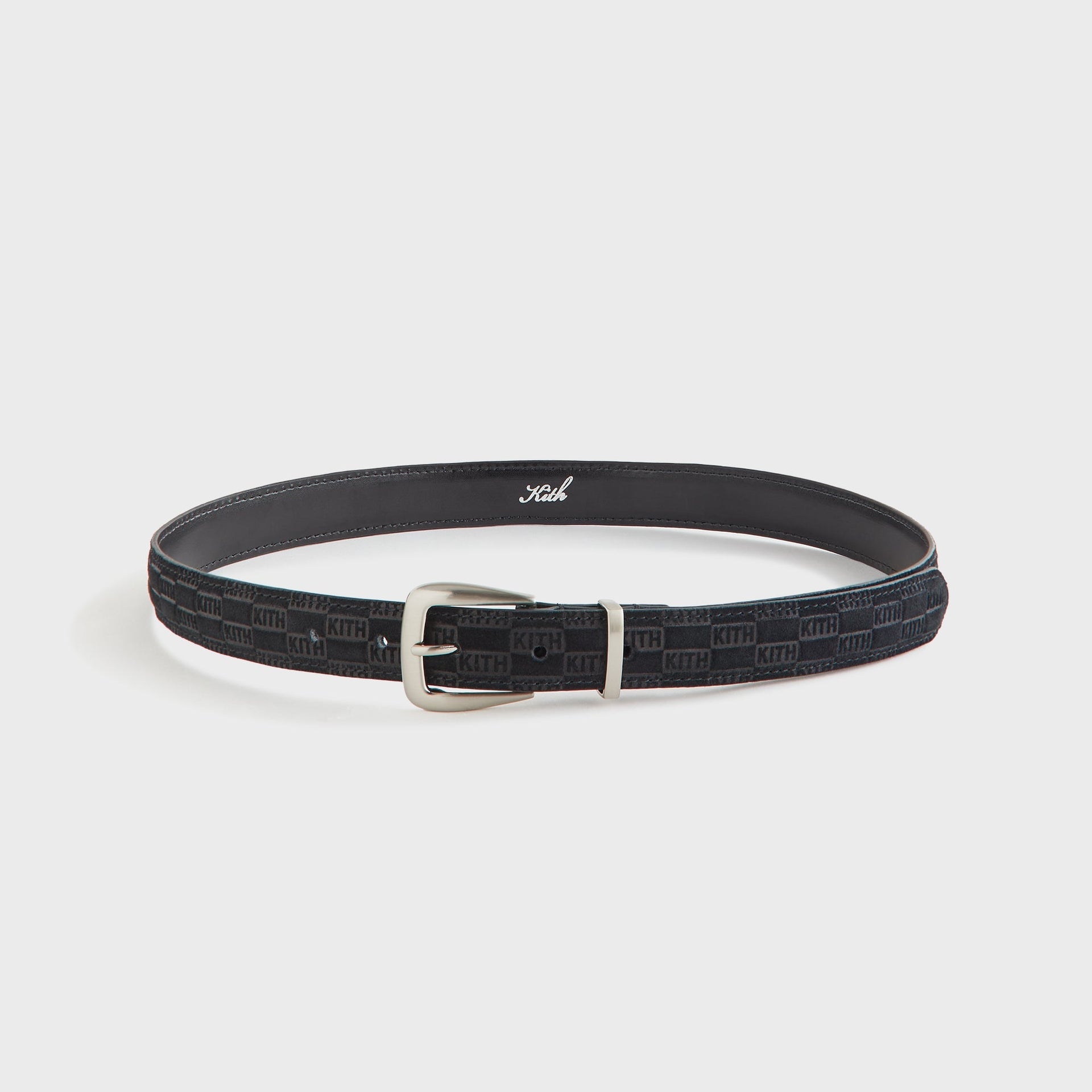 Kith Women Monogram Debossed Suede Belt - Black - PH