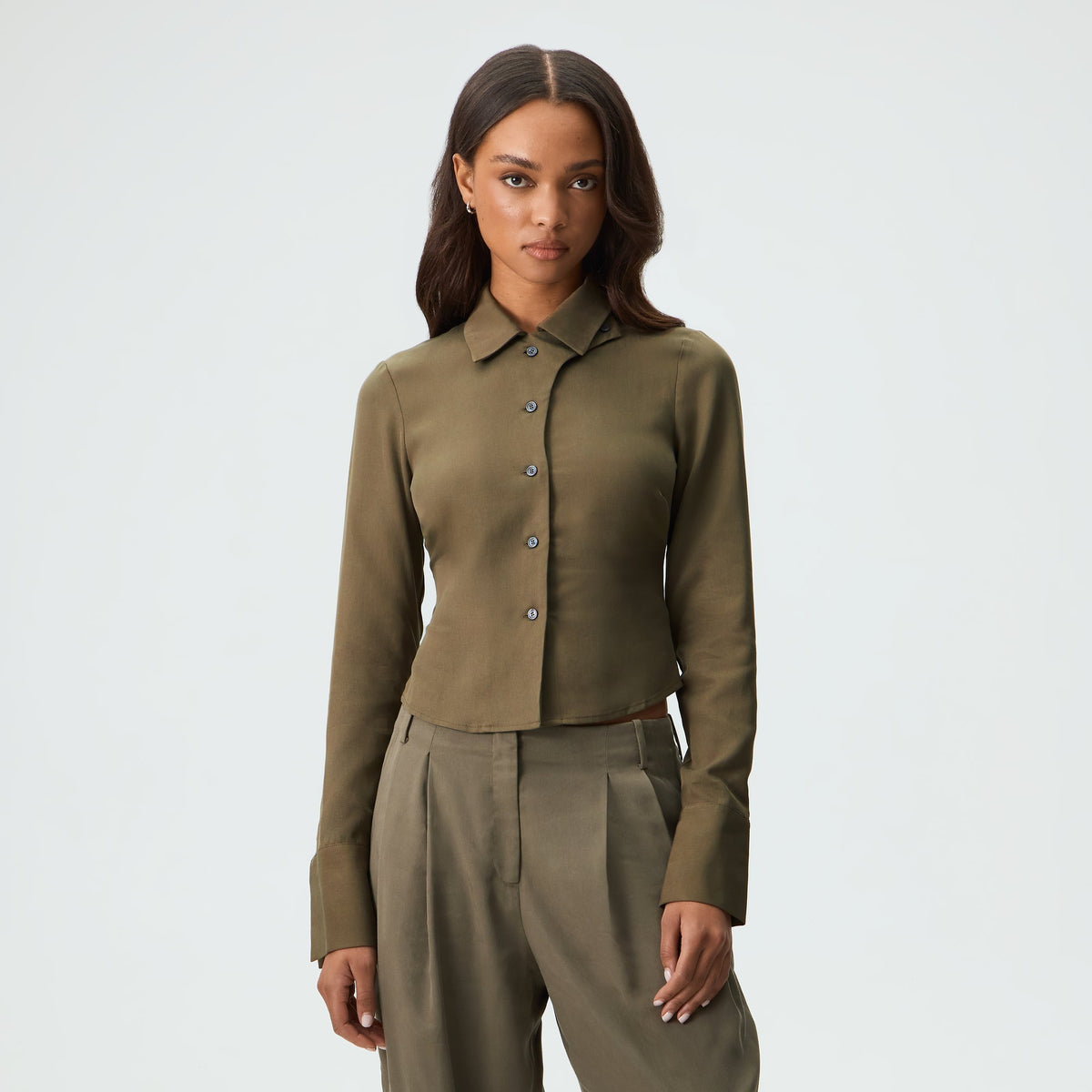 Kith Women Elya Asymmetrical Shirt - Chelonian - PH