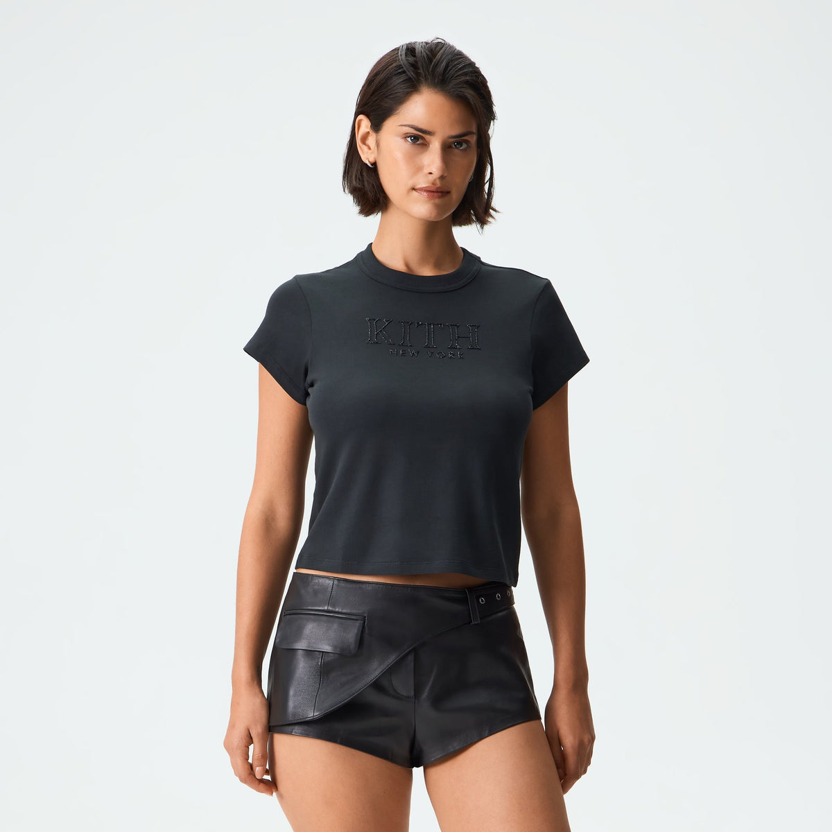 Kith Women Mulberry Vintage Crystal Serif Tee - Black - PH