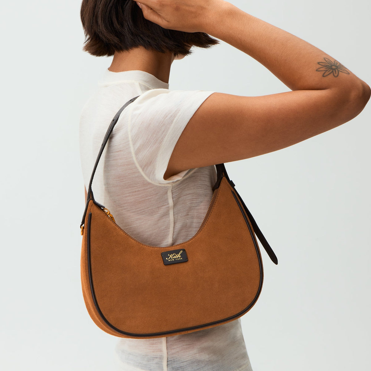 Kith Women Imana Suede Mix Crescent Shoulder Bag - Argil - PH
