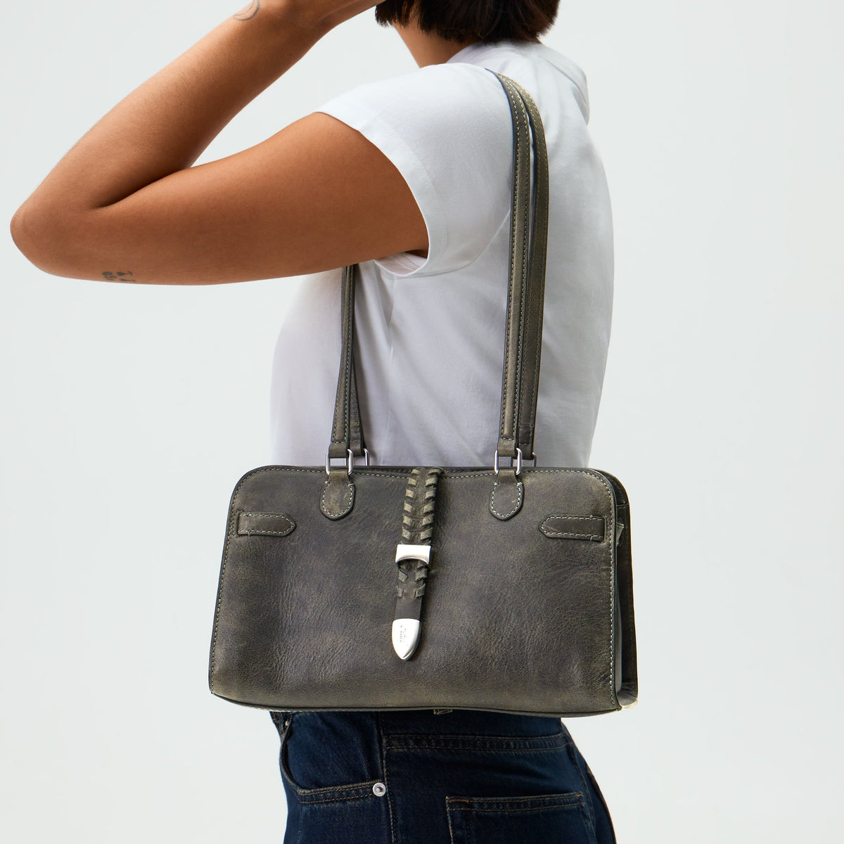 Kith Women Rena Distressed Leather Shoulder Bag - Burnt - PH