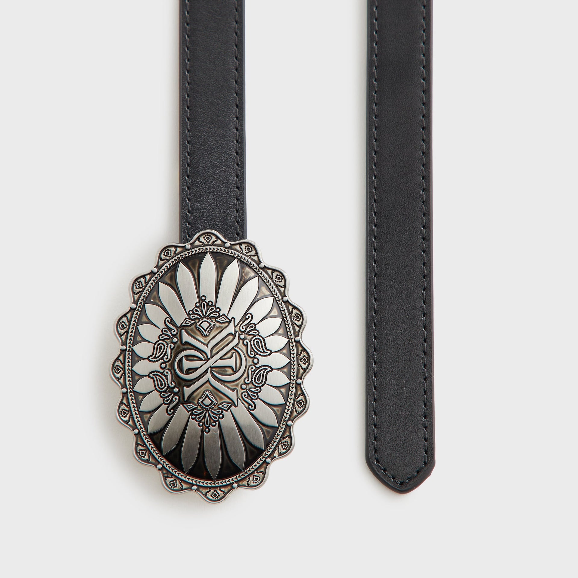 Kith Women Vintage Western Buckle Leather Belt - Black - PH