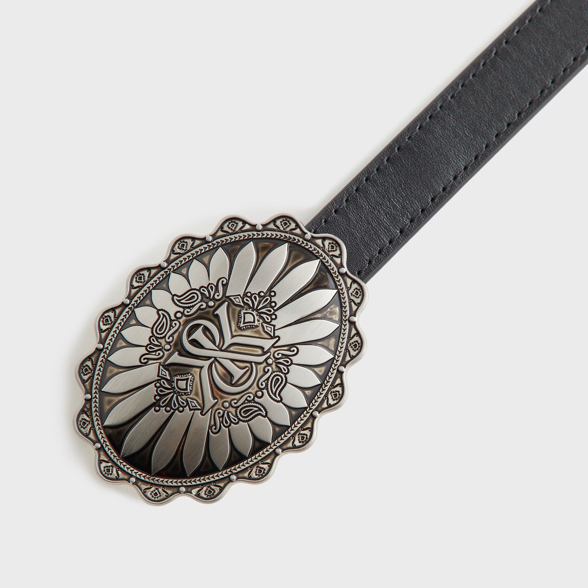 Kith Women Vintage Western Buckle Leather Belt - Black - PH