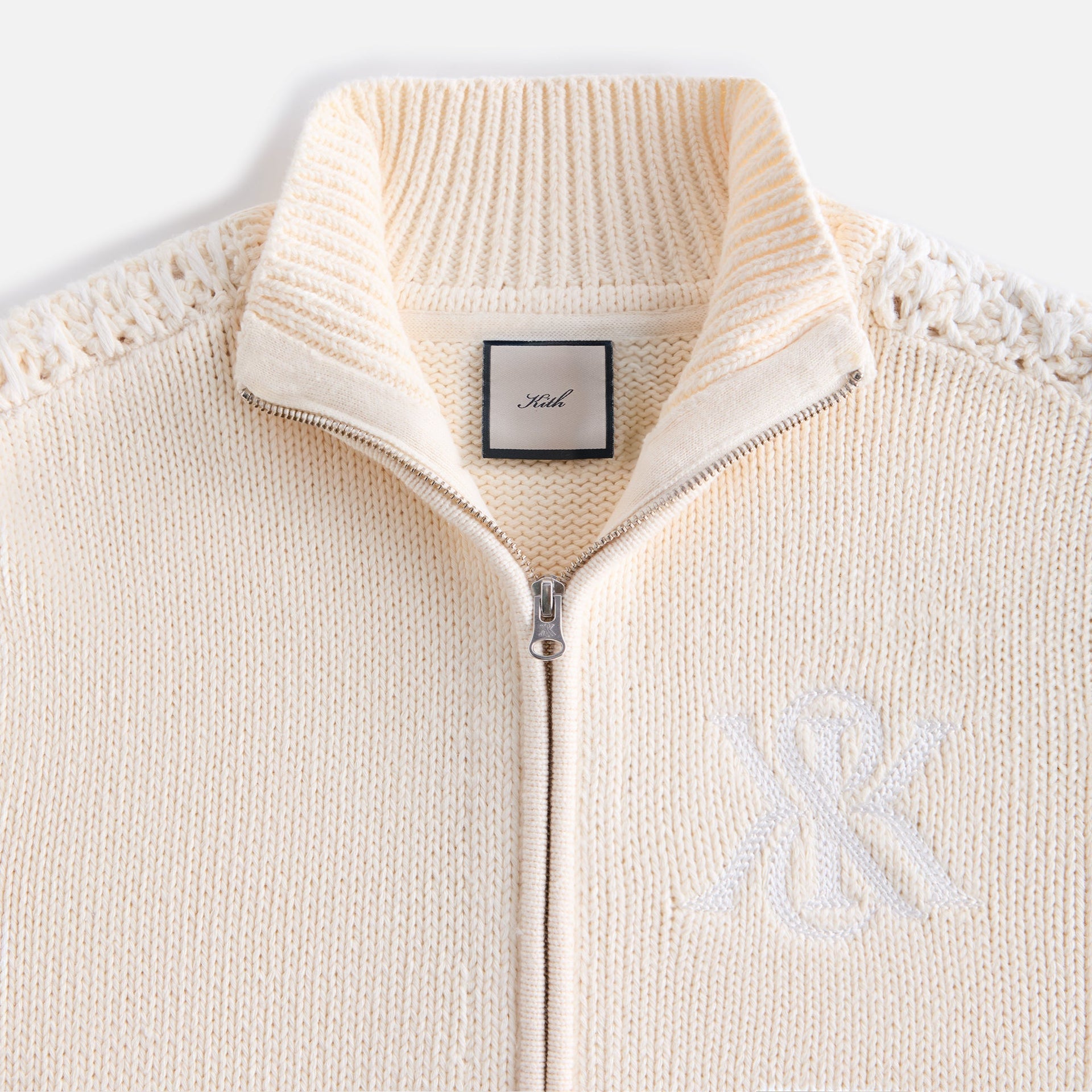 Kith Women Wyler Crest Full Zip Sweater - Sandrift