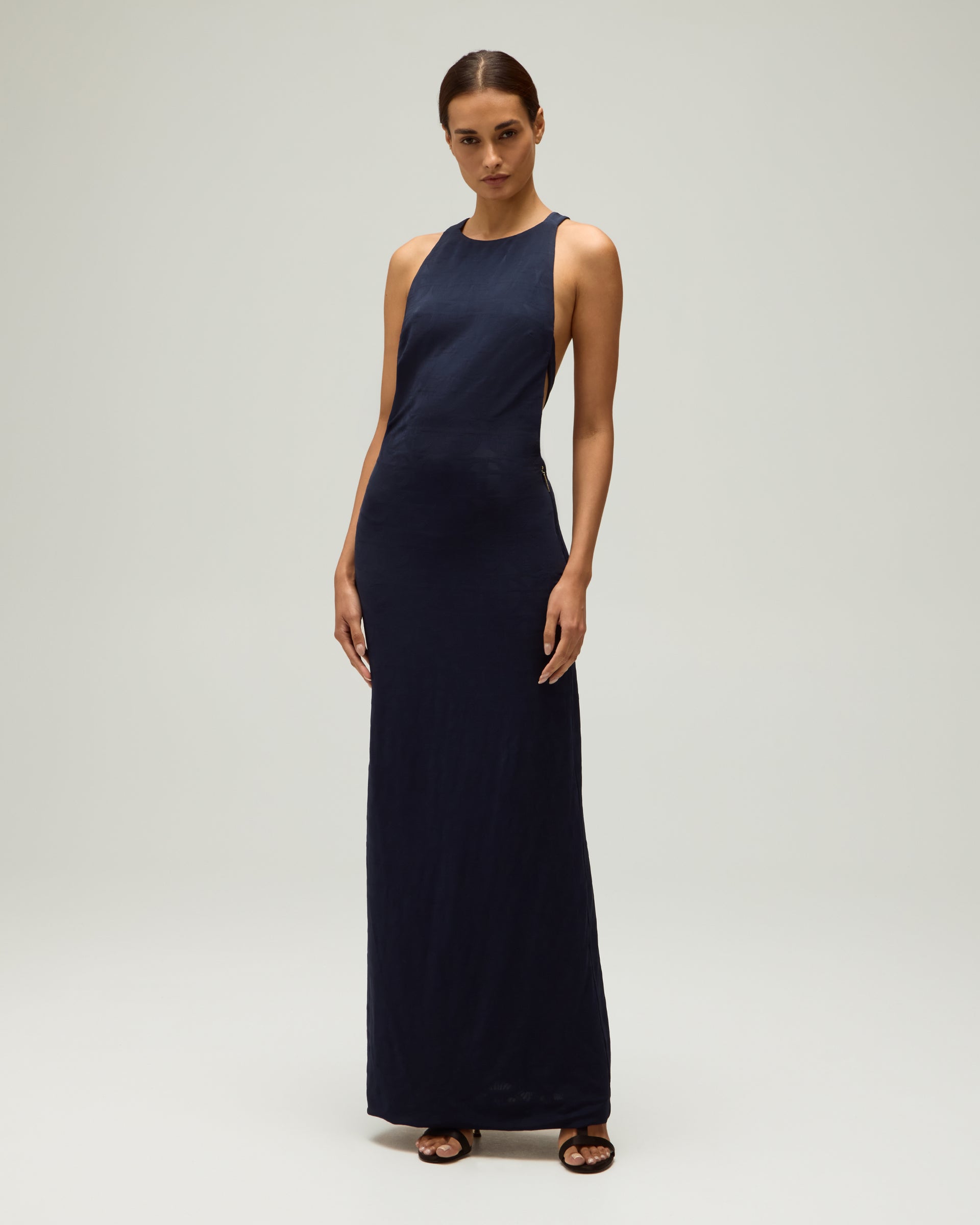 giorgio armani ladies dresses Pure silk dress with a central slit