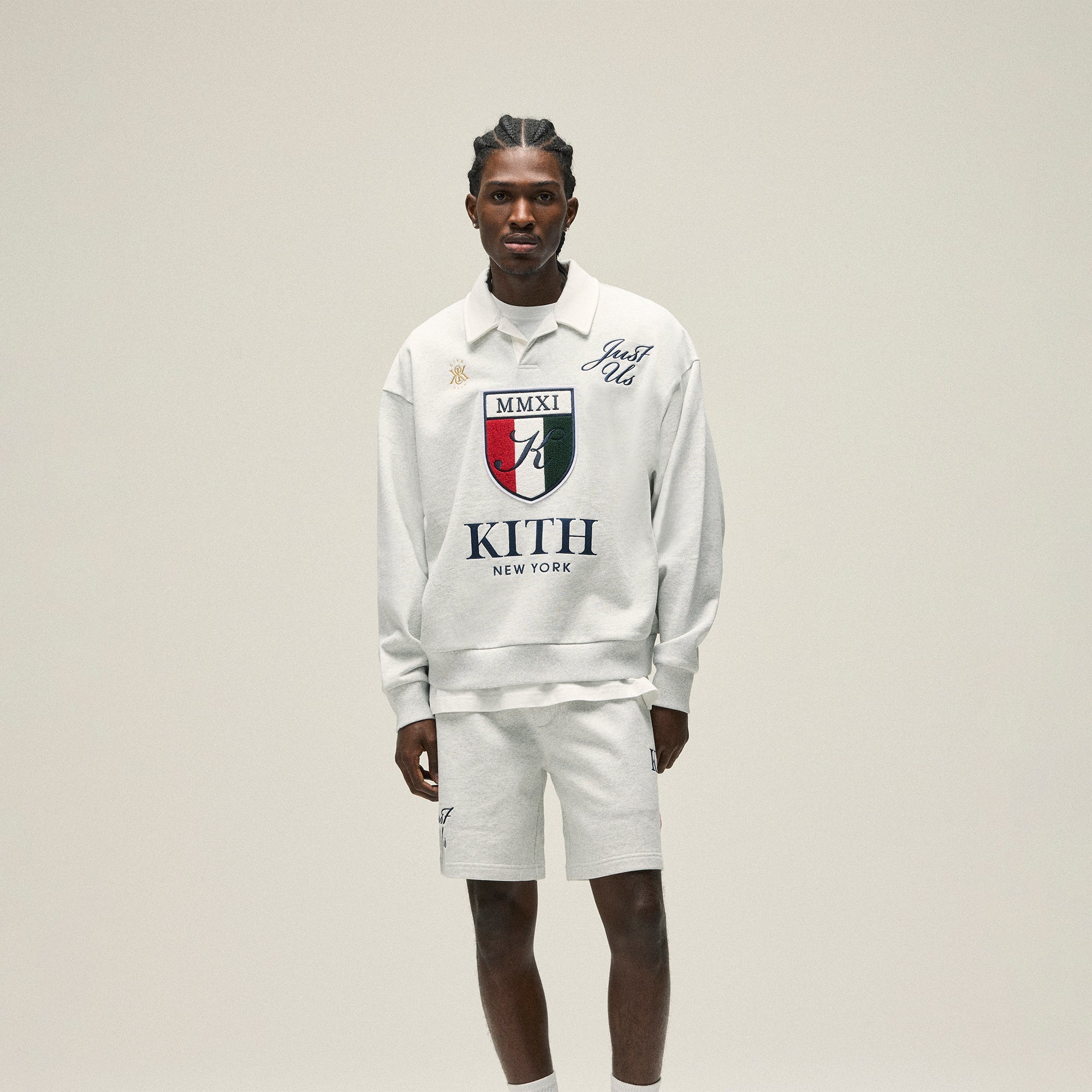 Kith Nelson Collared Pullover - Light Heather Grey – Kith Canada Kith Nelson Collared Pullover - Light Heather Grey – Kith Canada