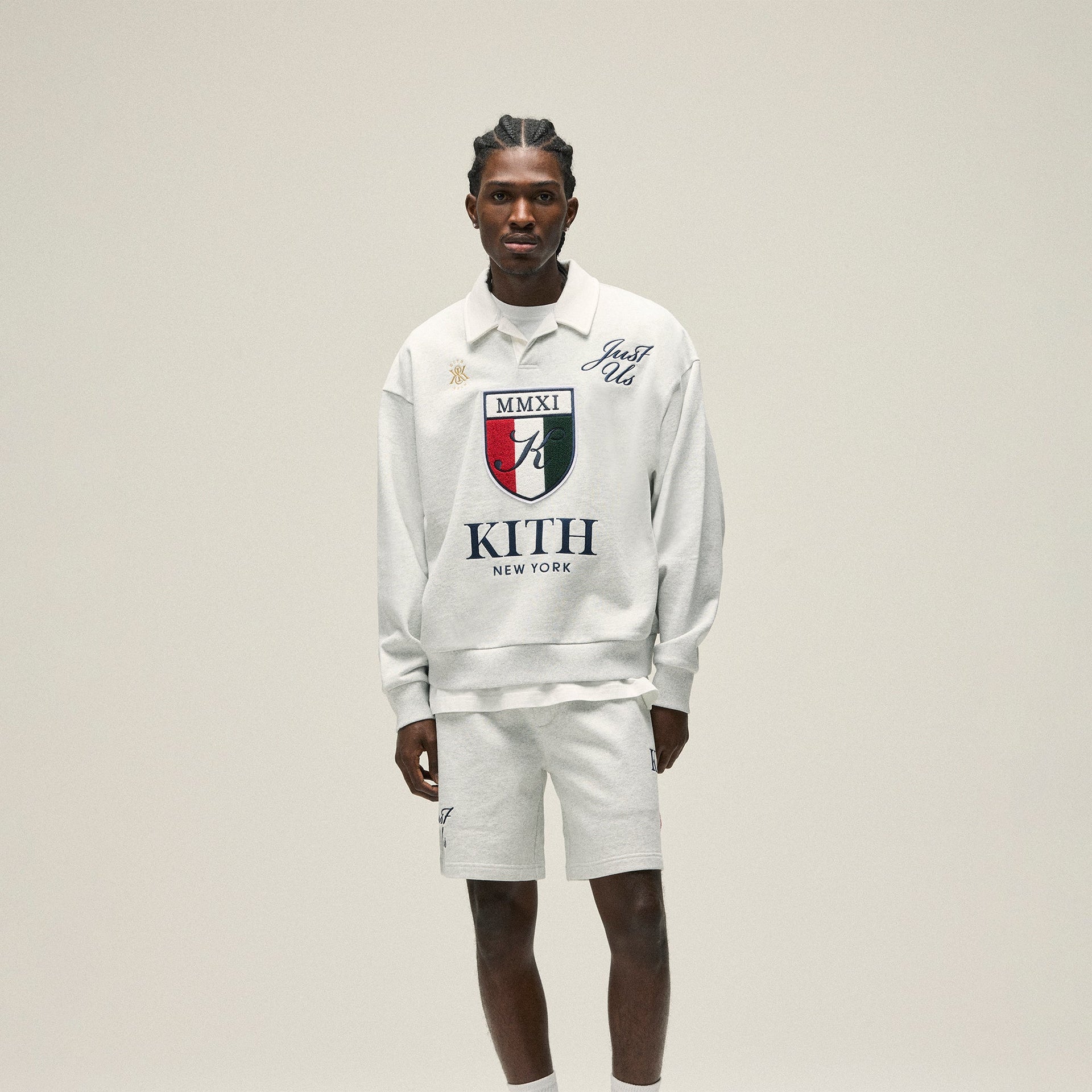 Kith Nelson Collared Pullover - Light Heather Grey