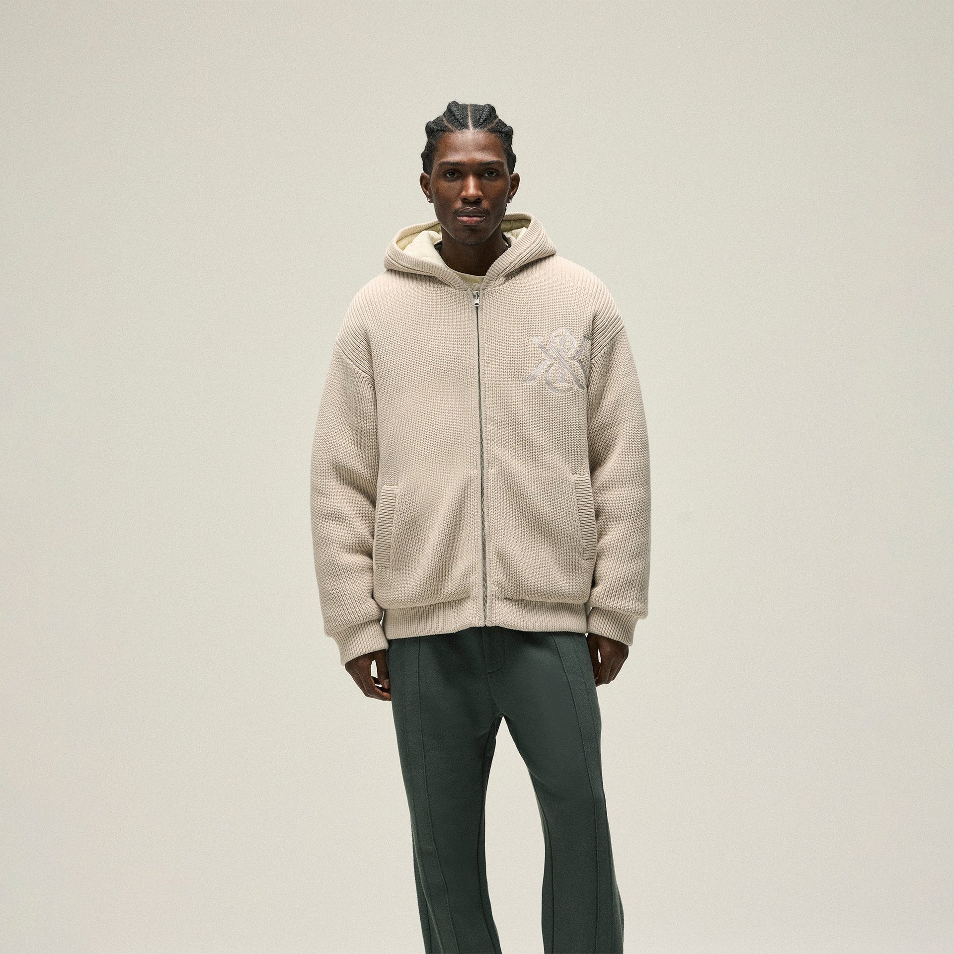 Kith Reversible Rib Knit Sierra Hoodie - Grain
