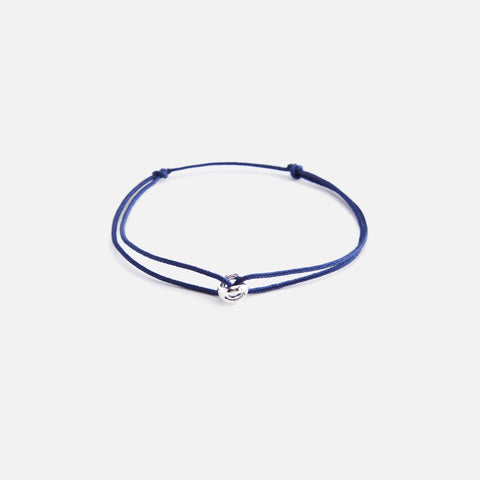 Le Gramme 1g Entrelacs Cord Bracelet Slick Polished - Navy / Silver