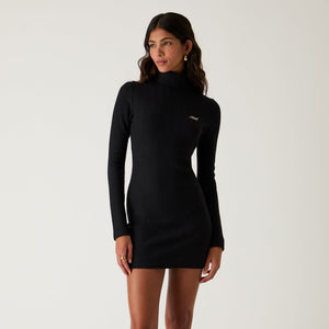 Kith Women Brier Pointelle Turtleneck Mini Dress - Black