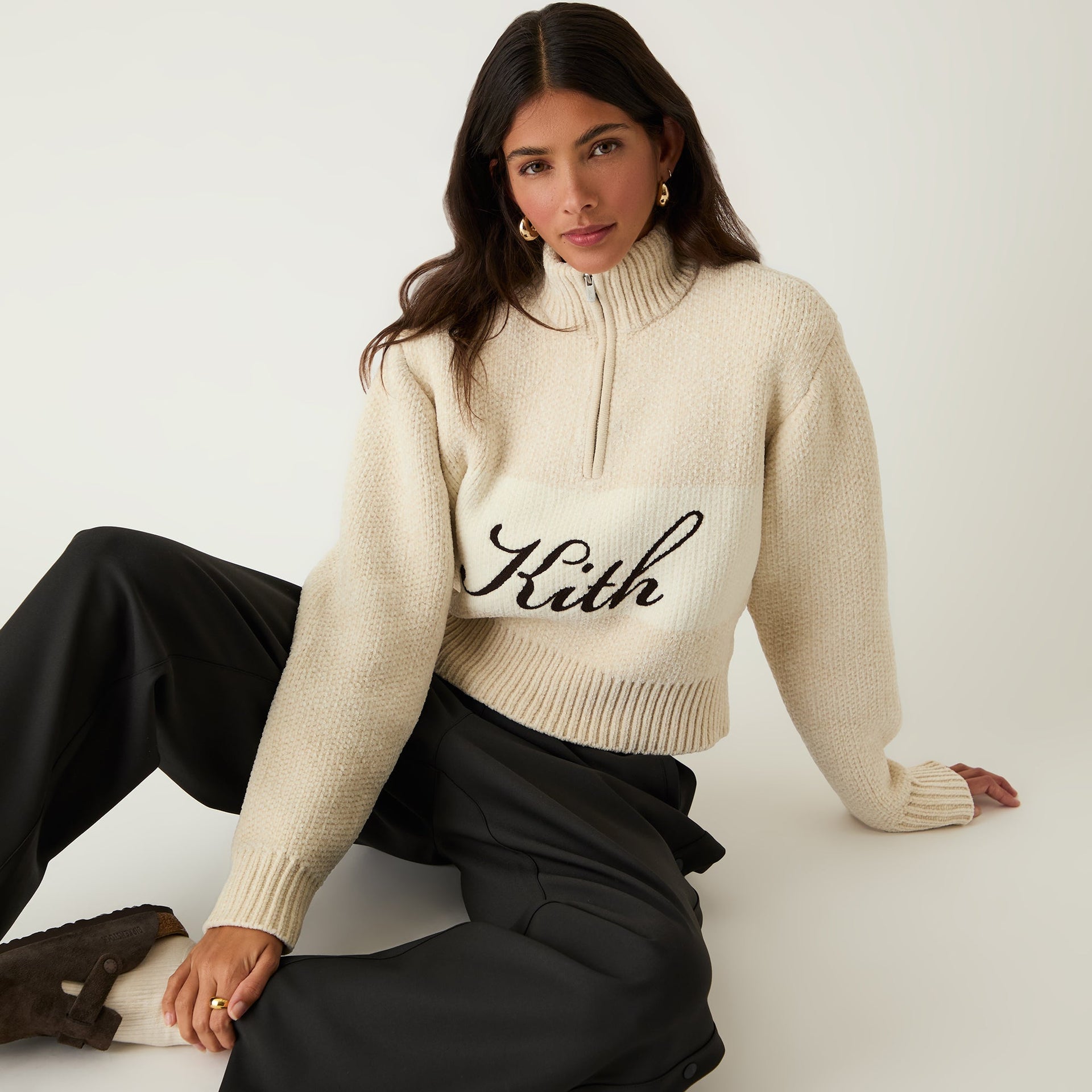 Kith Women Hunter II Chenille Script Quarter Zip - Waffle