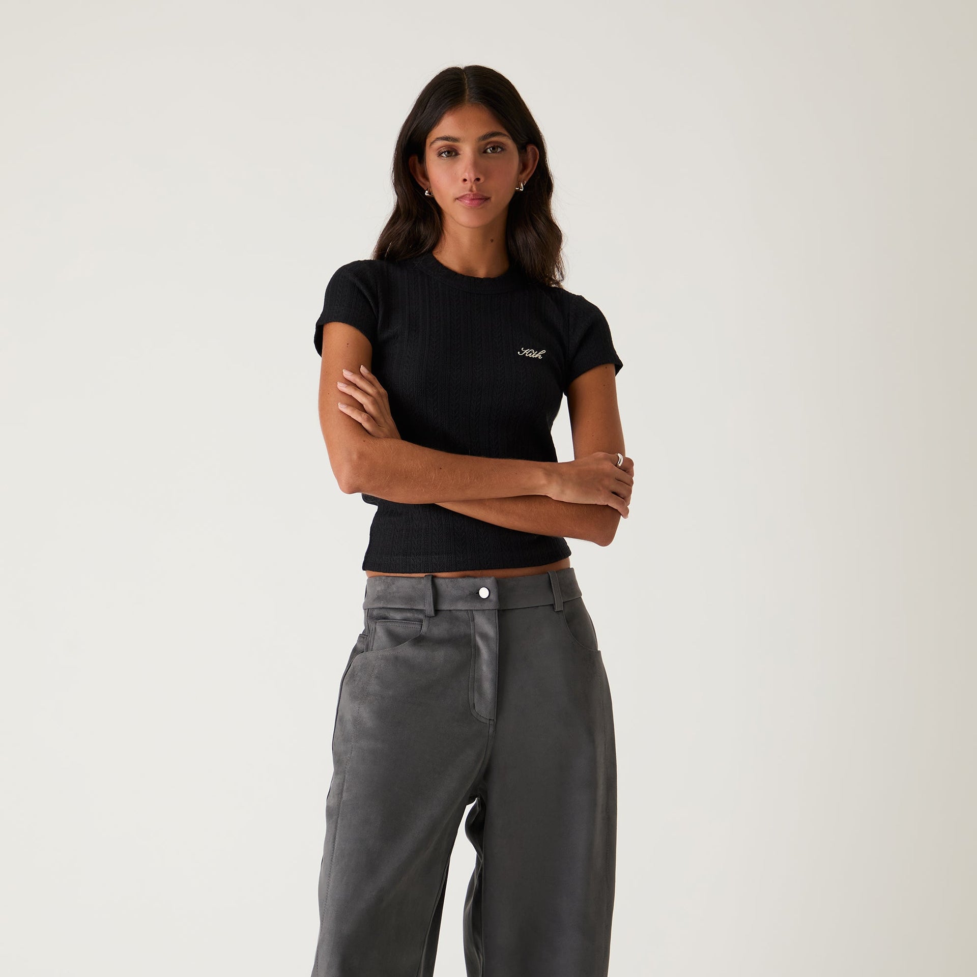 Kith Women Mulberry IV Pointelle Tee - Black