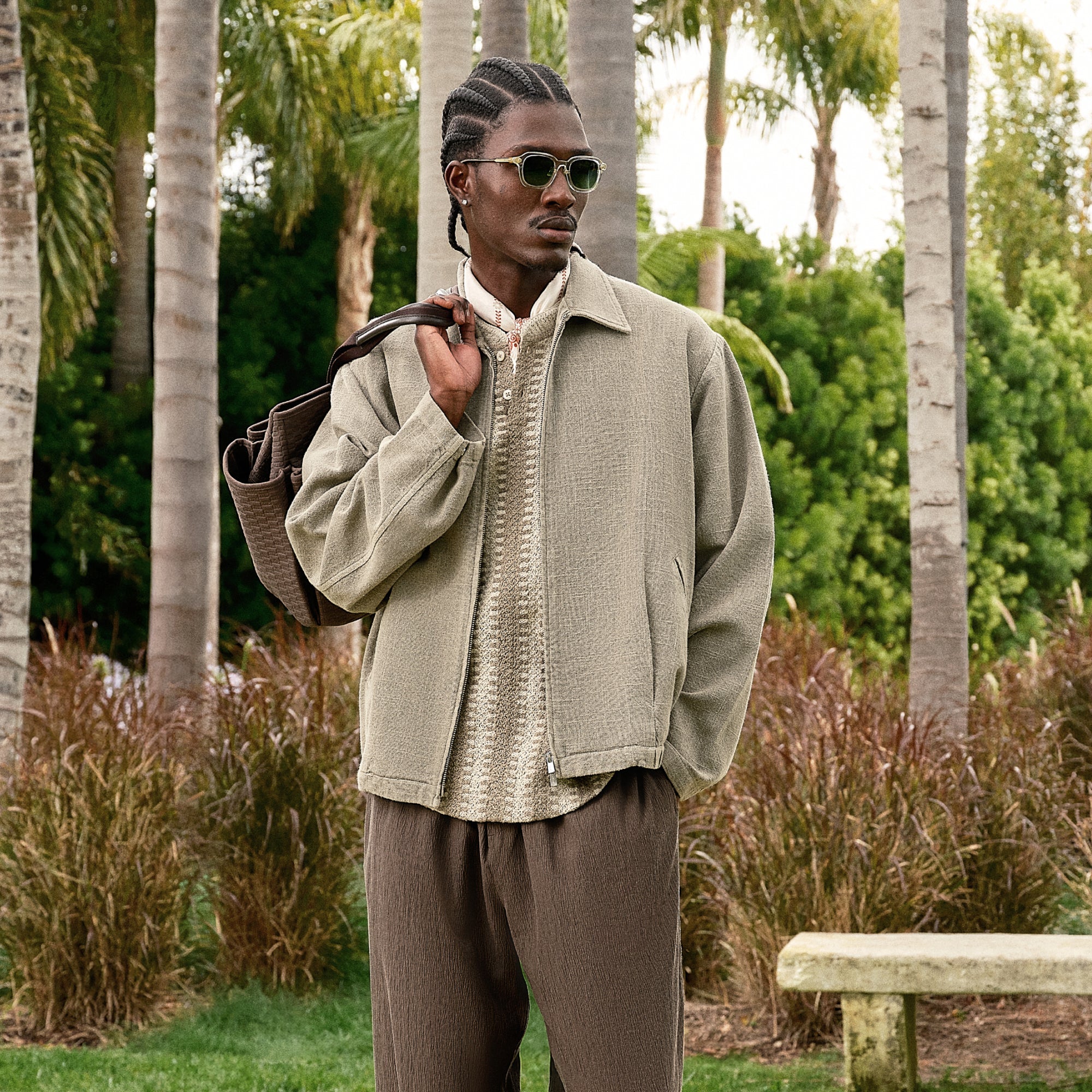 Kith Striped Interlock Ginza Shirt Jacket - Light Heather Grey