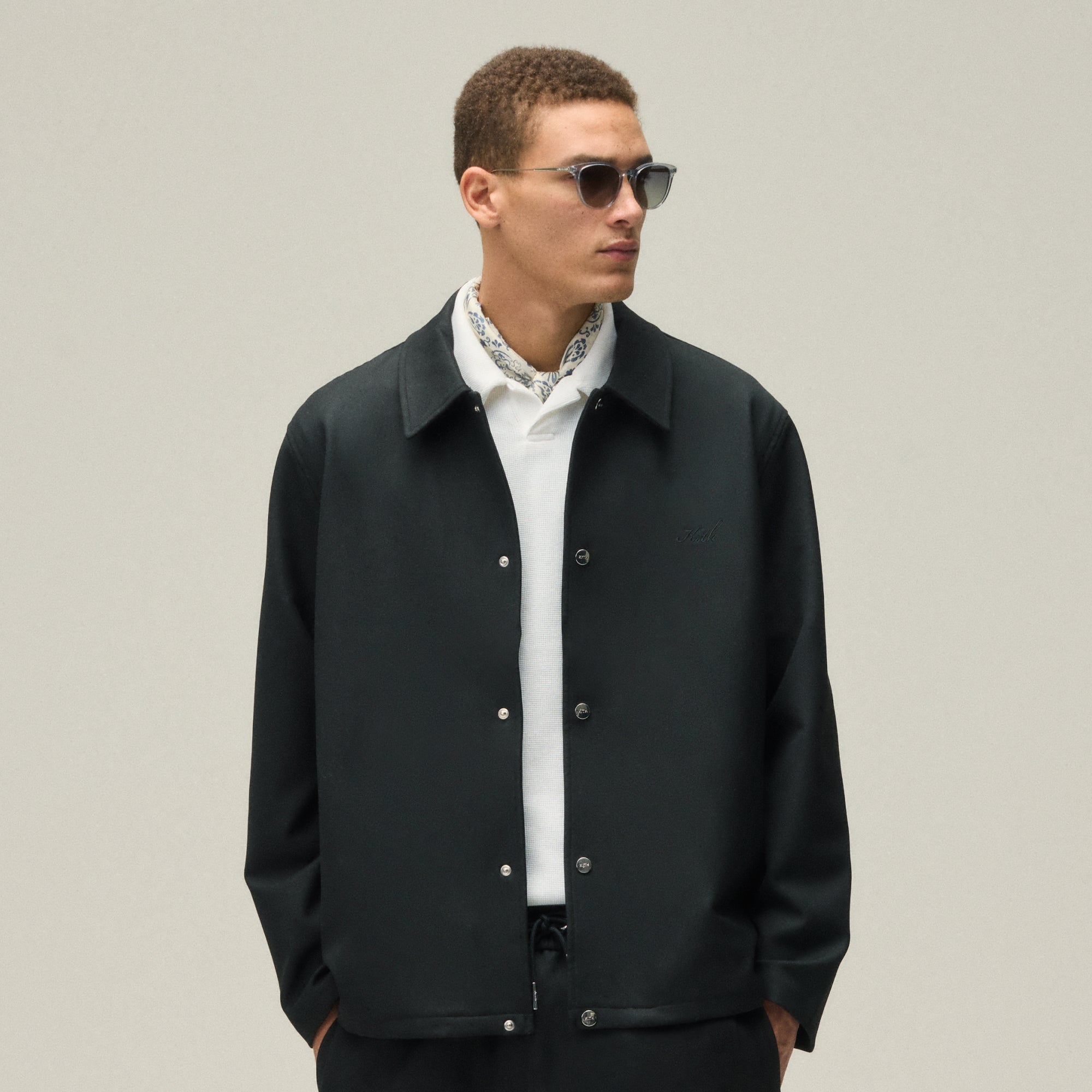 トップス Kith Micro Waffle Drew Polo 'Black' Kith Micro Waffle Drew Polo - Black