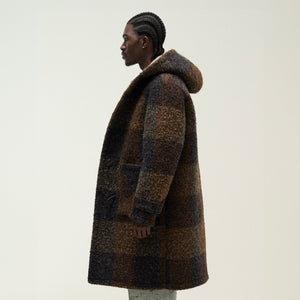 &Kin Boucle Check Nolen Coat - Kindling