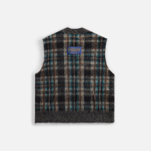 Maison Margiela Gilet Gauge 7 Brushed Check Vest - Walnut Orange / Petrol Black