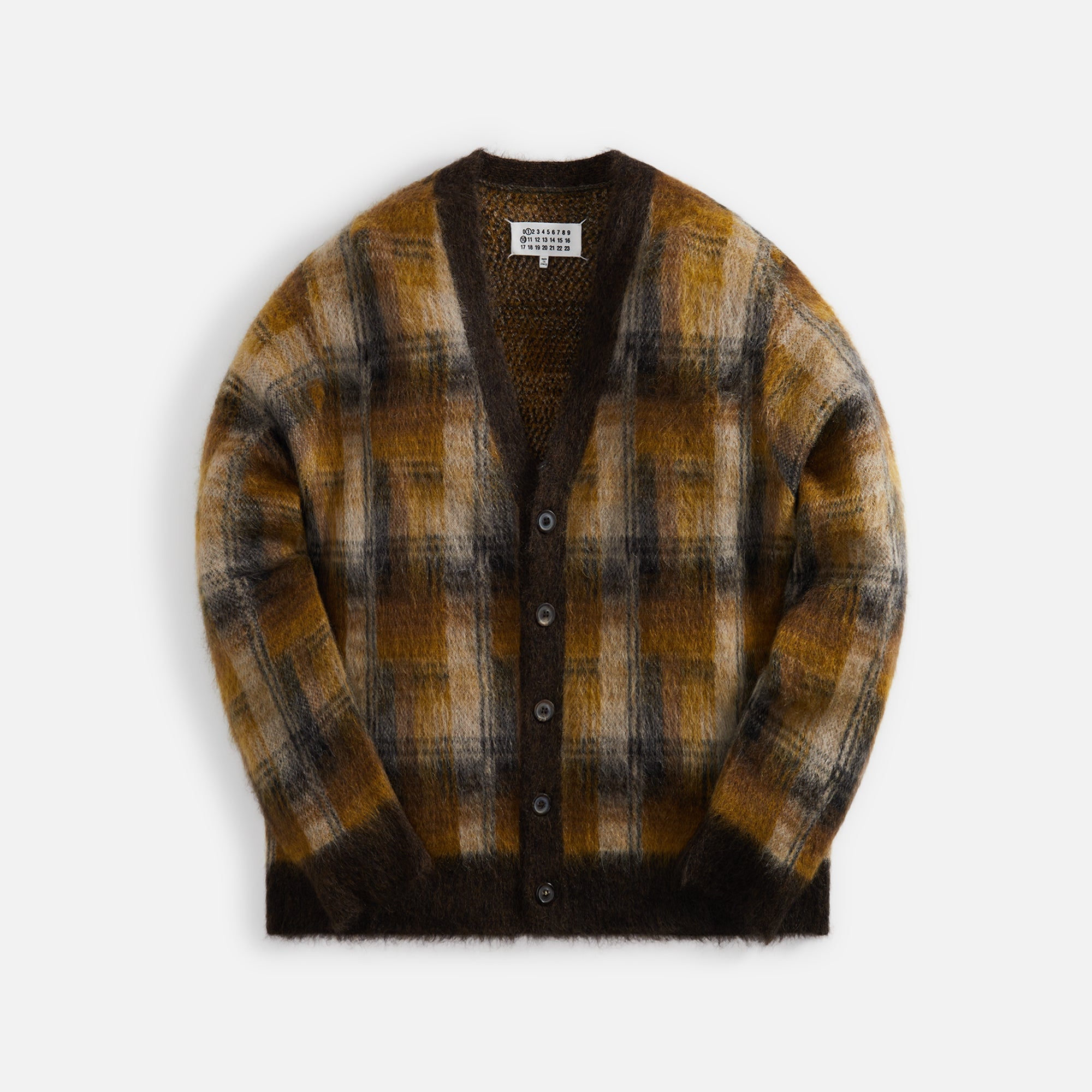 Maison Margiela Brown Check Cardigan Walnut Mustard Kith Canada