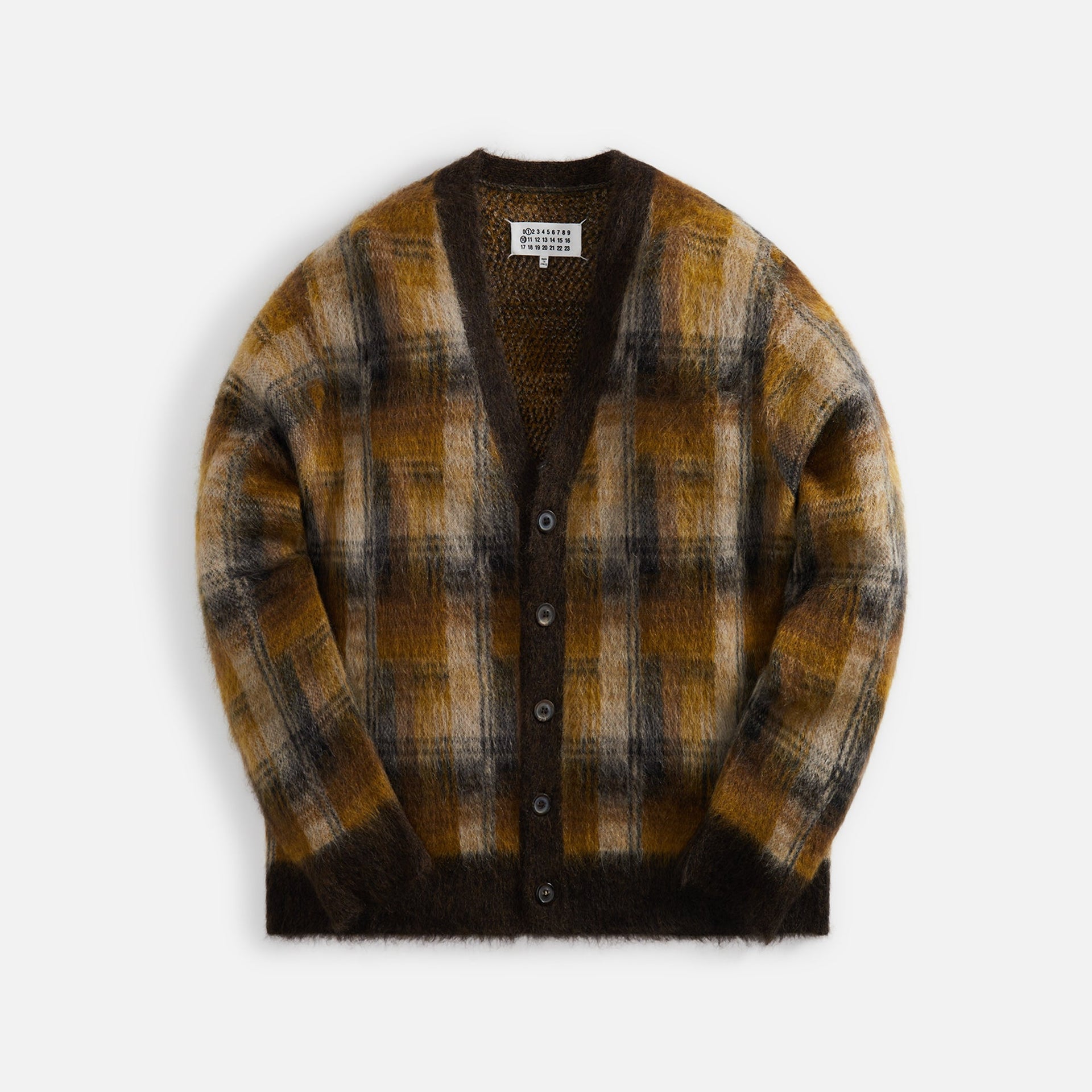 Maison Margiela Brown Check Cardigan - Walnut / Mustard