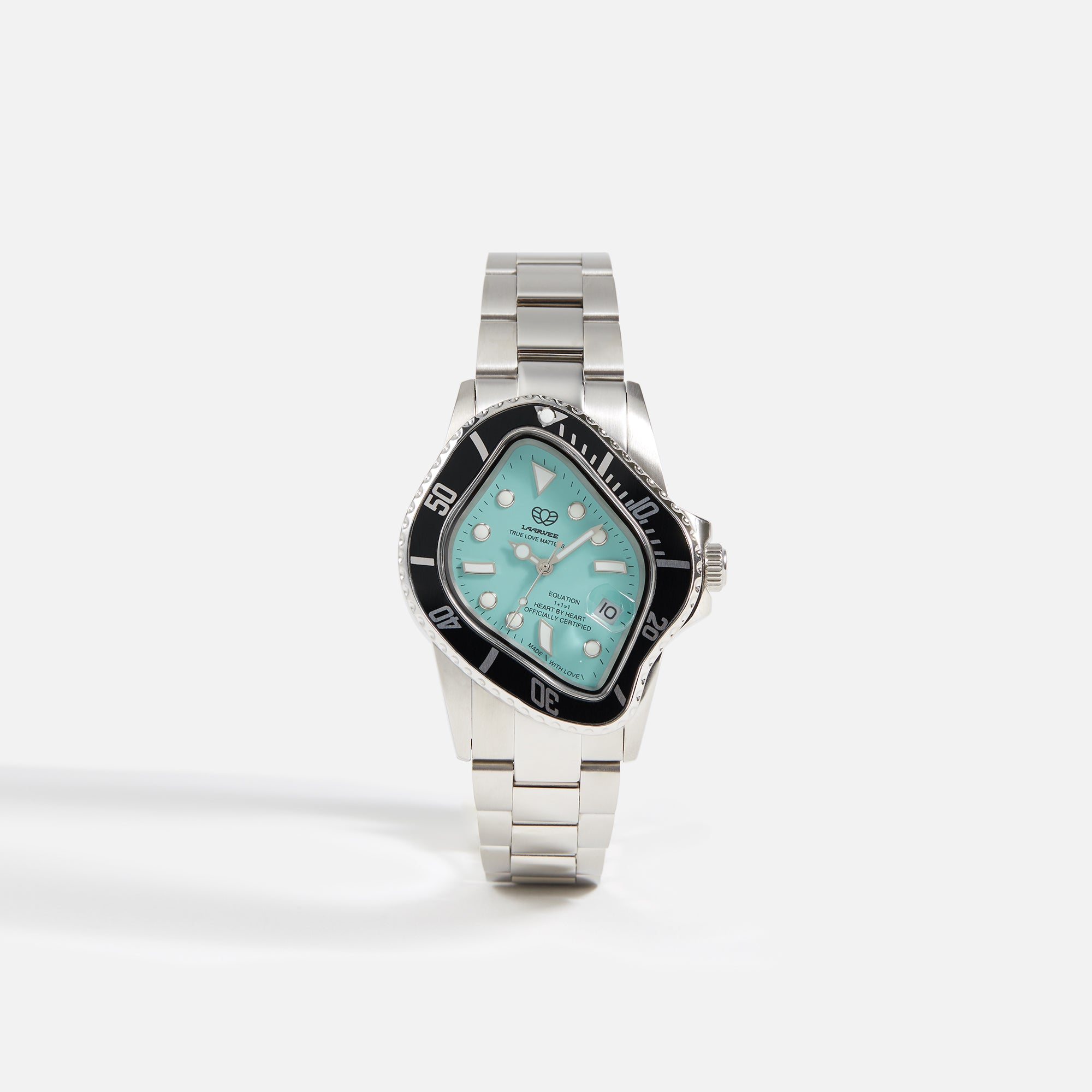 LAARVEE Silver Precision Steel - Black Bezel / Turquoise Dial 