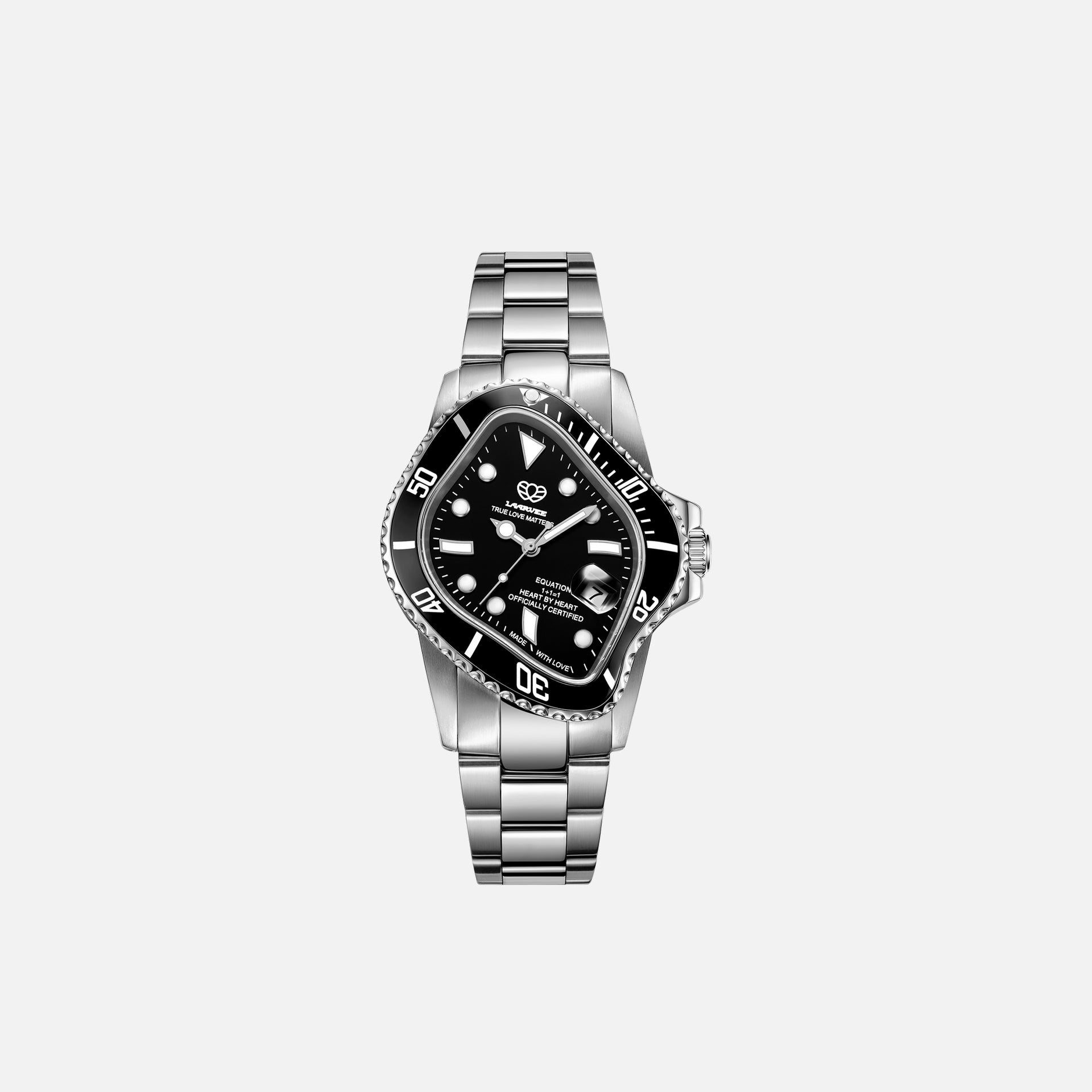 LAARVEE Silver Precision Steel - Black Bezel / Black Dial