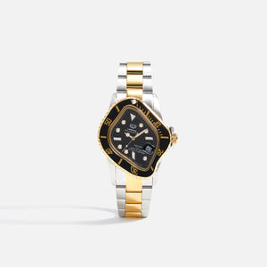 LAARVEE Silver & Golden Precision Steel - Black Bezel / Black Dial