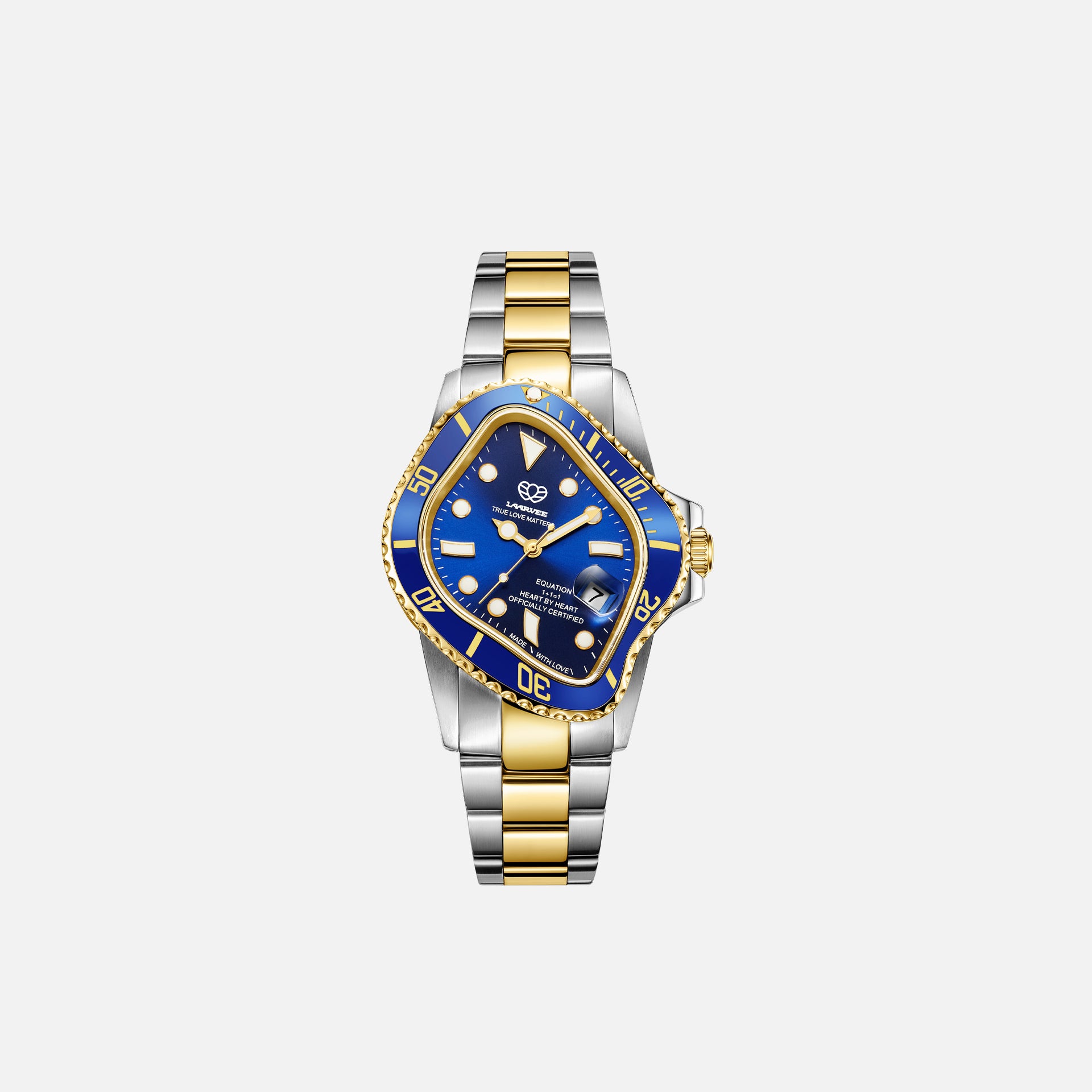 LAARVEE Silver & Golden Precision Steel - Blue Bezel / Blue Dial