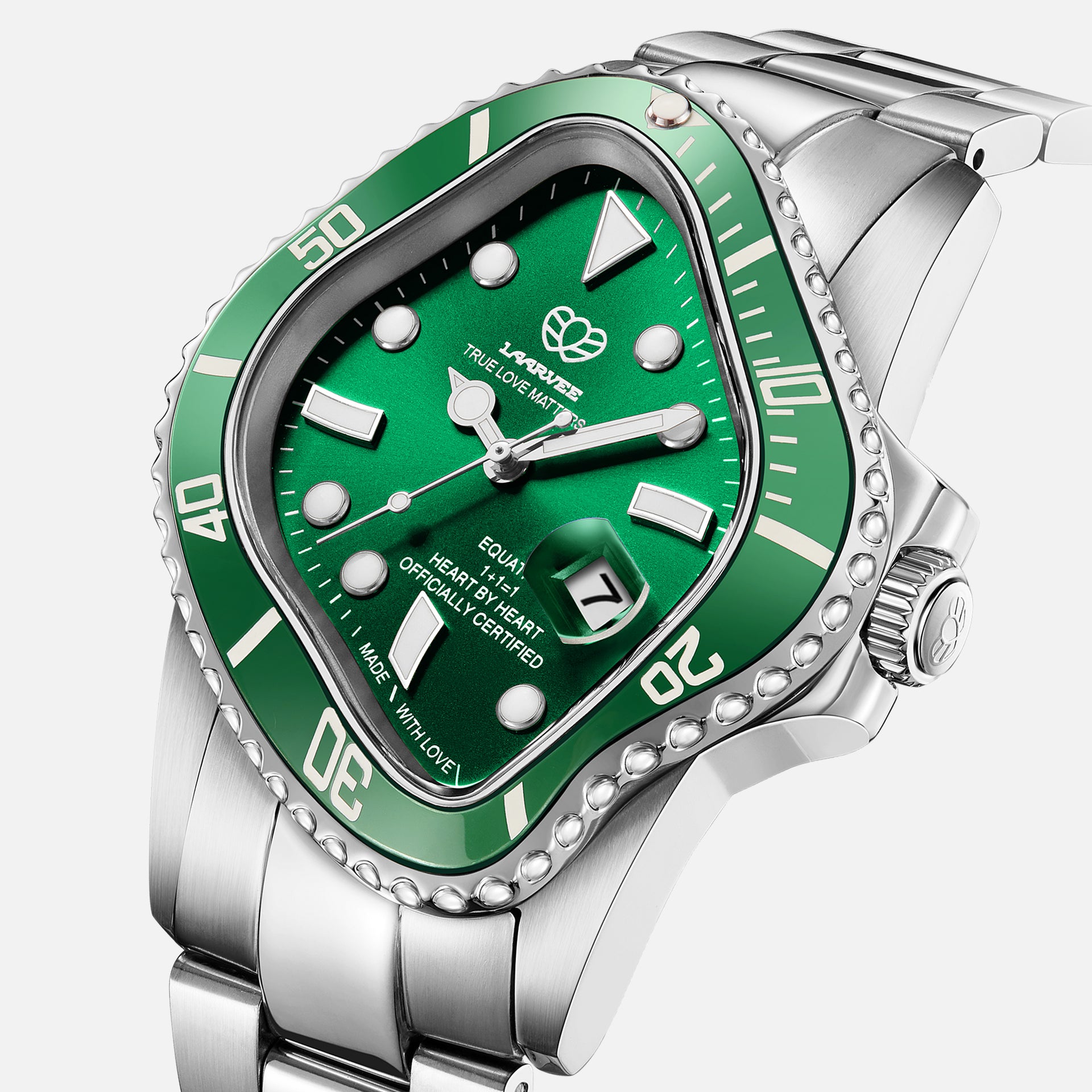 LAARVEE Silver Precision Steel - Green Bezel / Green Dial