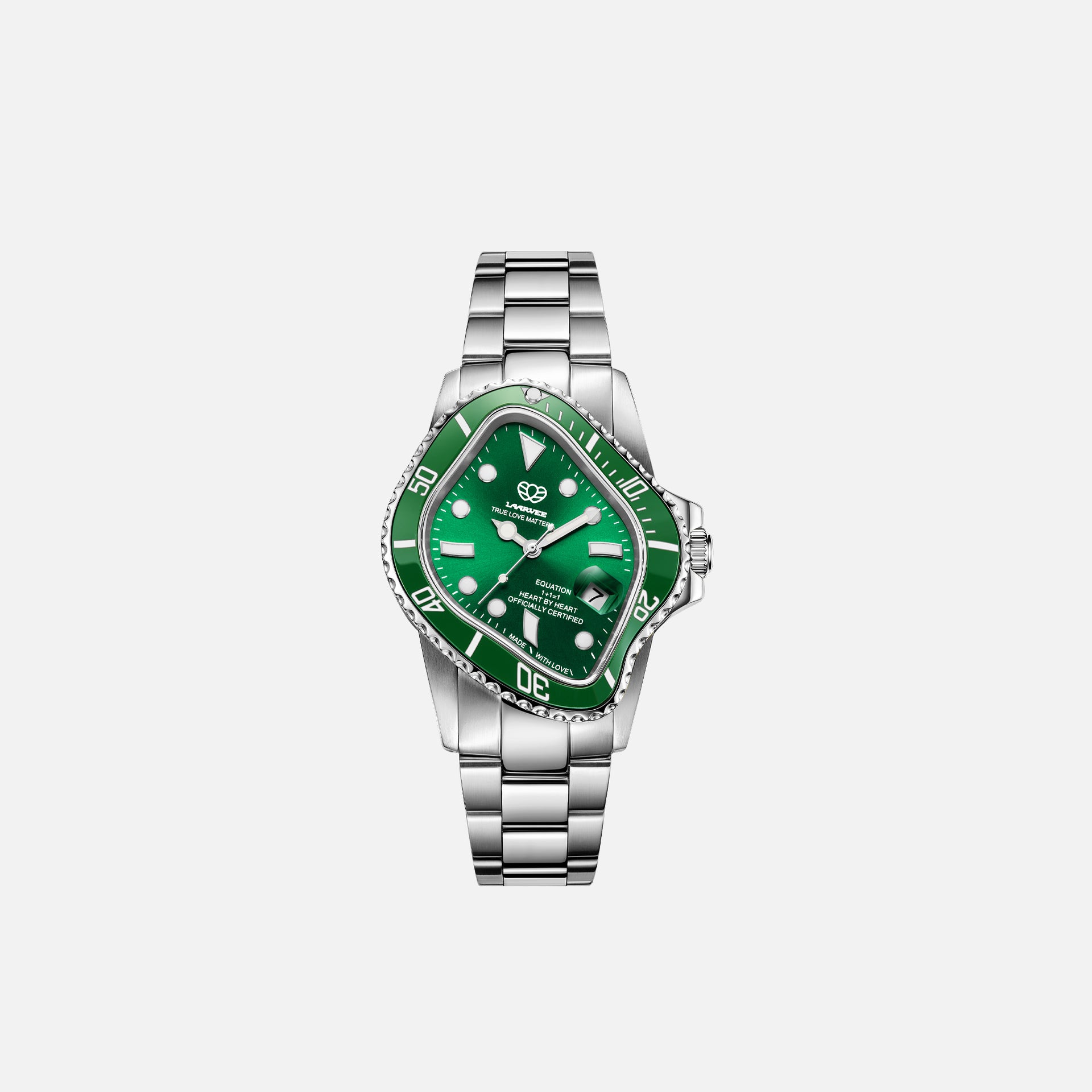 LAARVEE Silver Precision Steel - Green Bezel / Green Dial