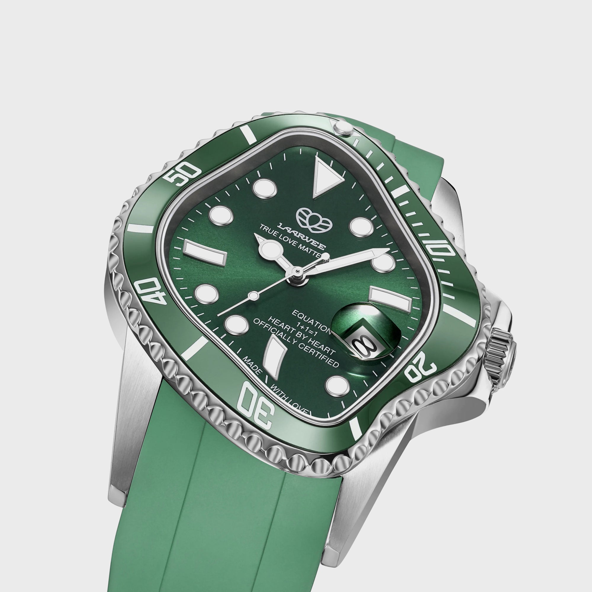 Laarveeグリーンベゼルキスサブマリーナデイト自動巻き腕時計※訳あり