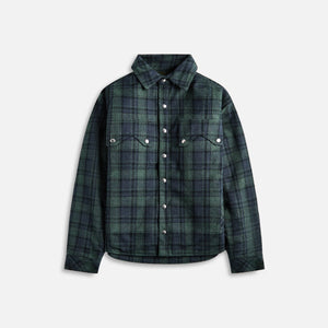 Rhude Flannel Sherpa Overshirt - Green / Navy