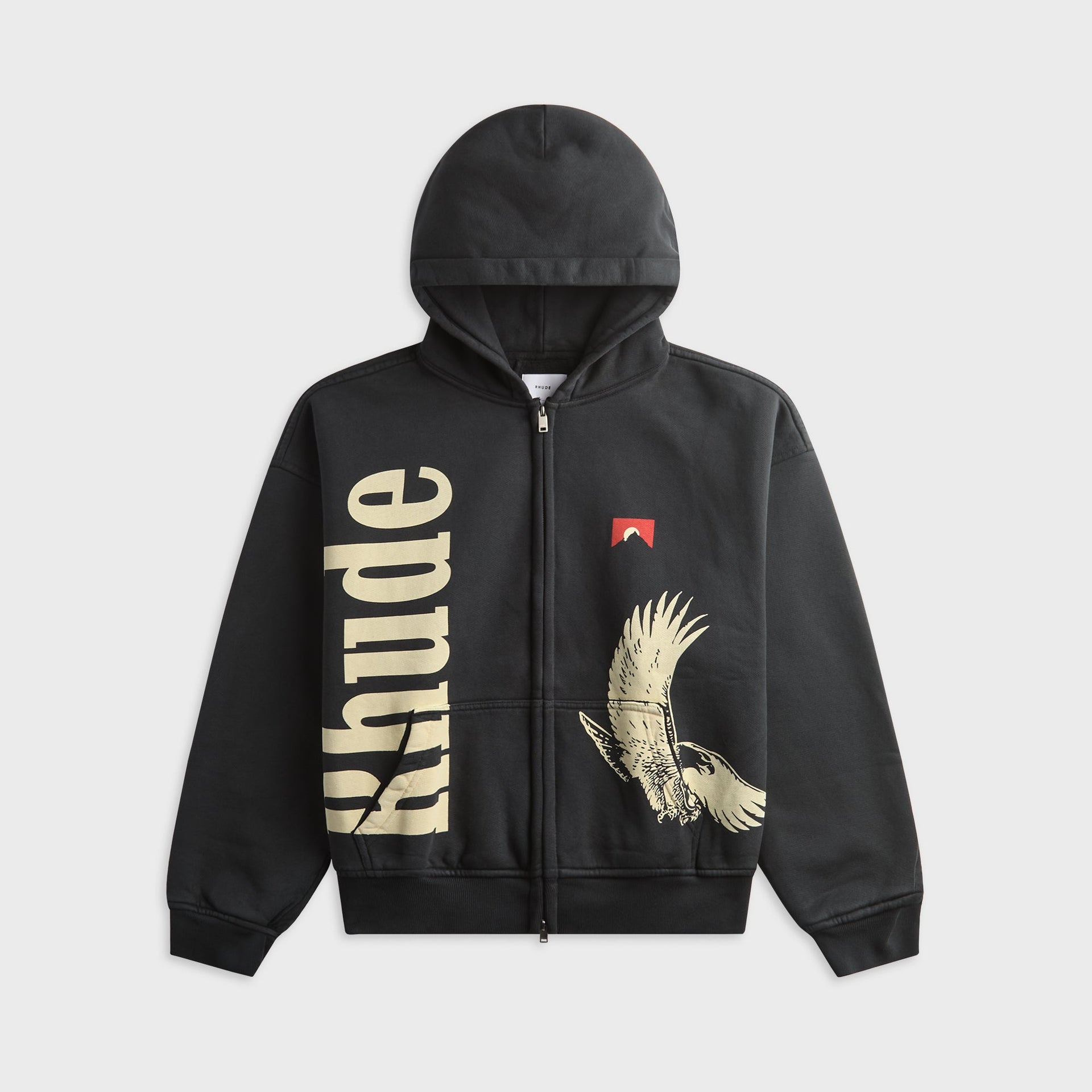 Rhude Eagle Pass Zip-Up Hoodie - Vintage Black / White