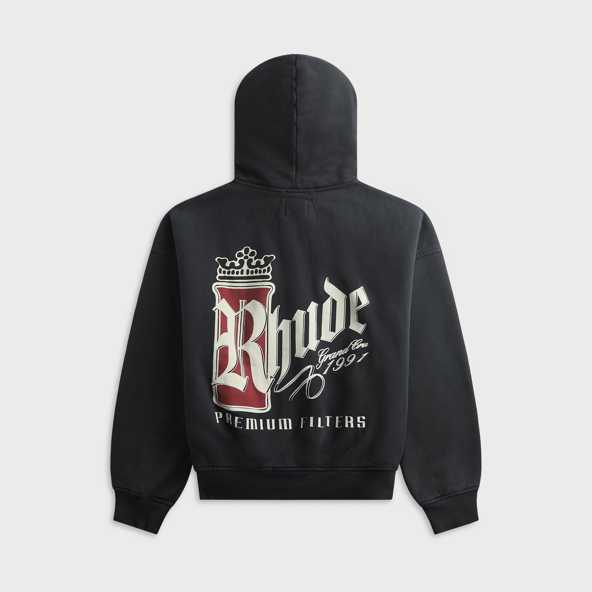Rhude Fumar 91 Zip-Up Hoodie - Vintage Black / White / Red
