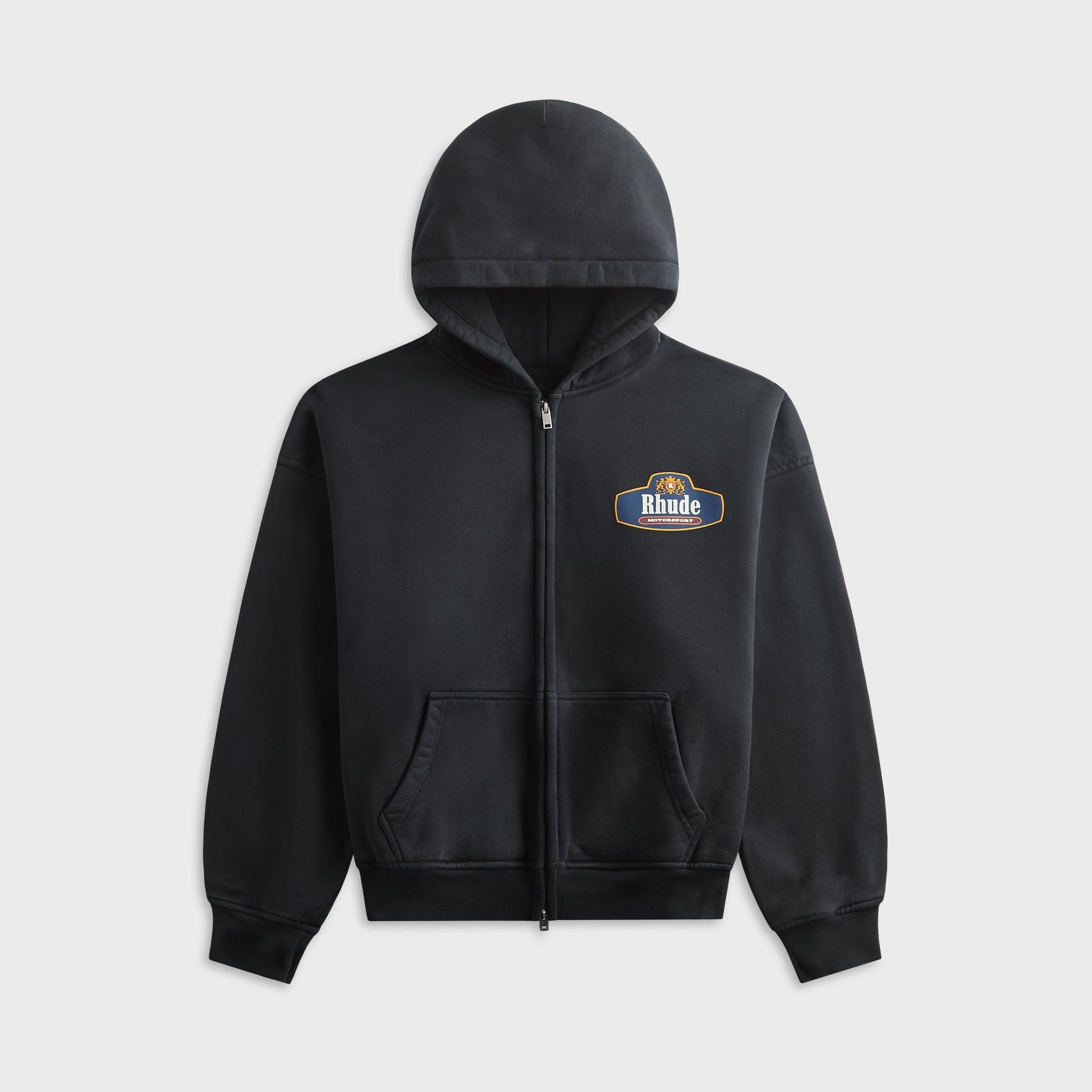 Rhude Racing Crest Zip-Up Hoodie - Vintage Black / Navy
