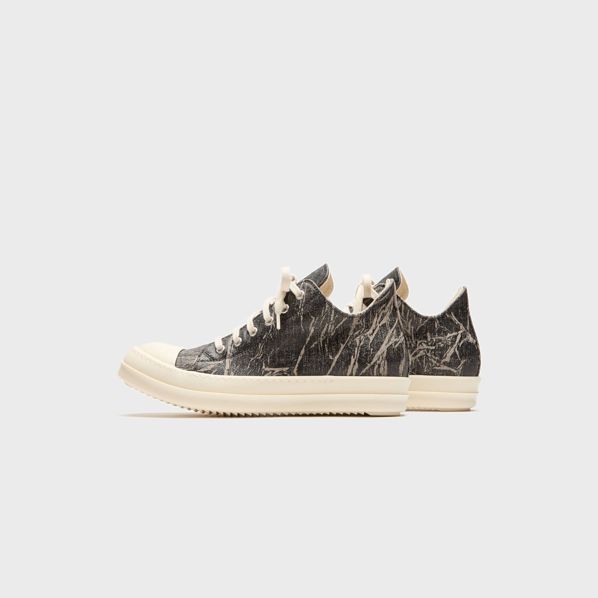 Rick Owens Low Sneaks - Washed Foil Denim Black