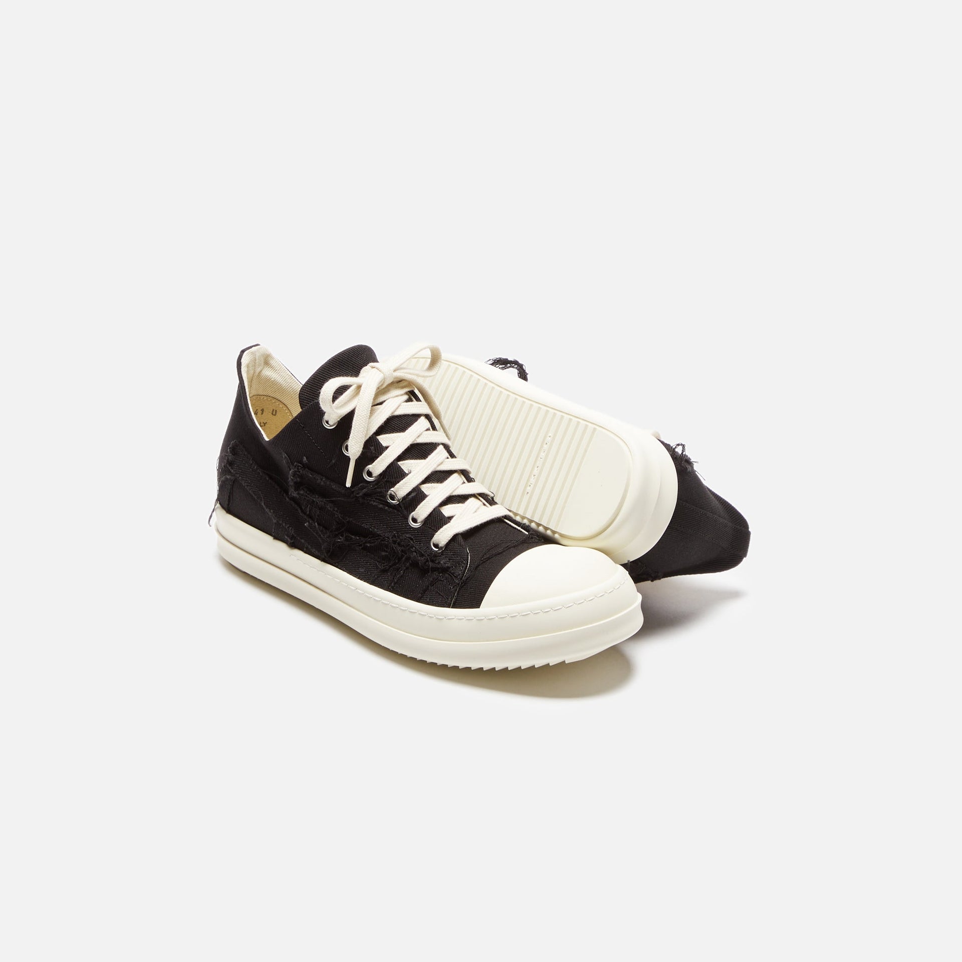 Rick Owens DRKSHDW Slashed Low Sneakers - Black / Milk / Milk