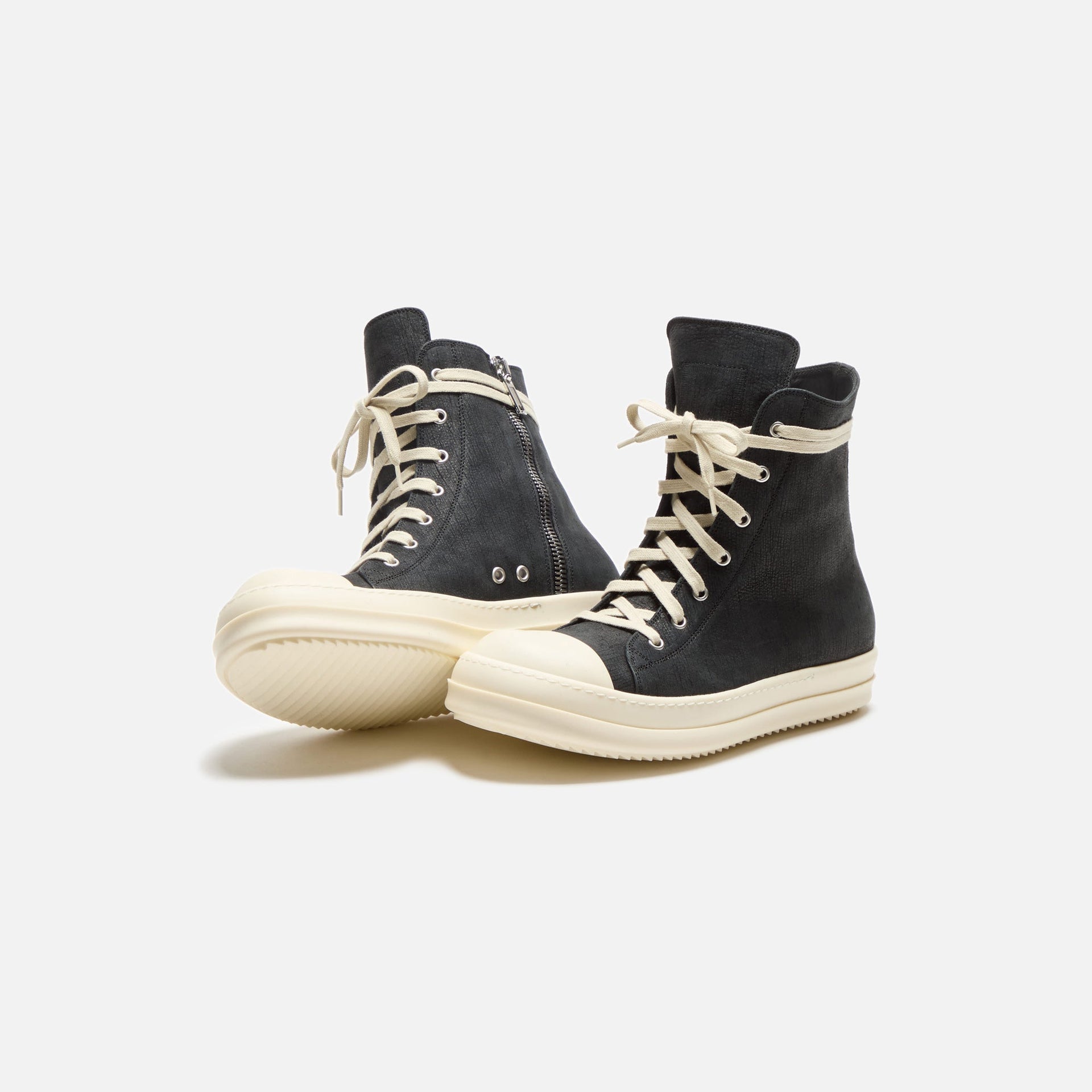 Rick Owens Sneakers - Scarpe In Pelle / Black / Milk / Milk