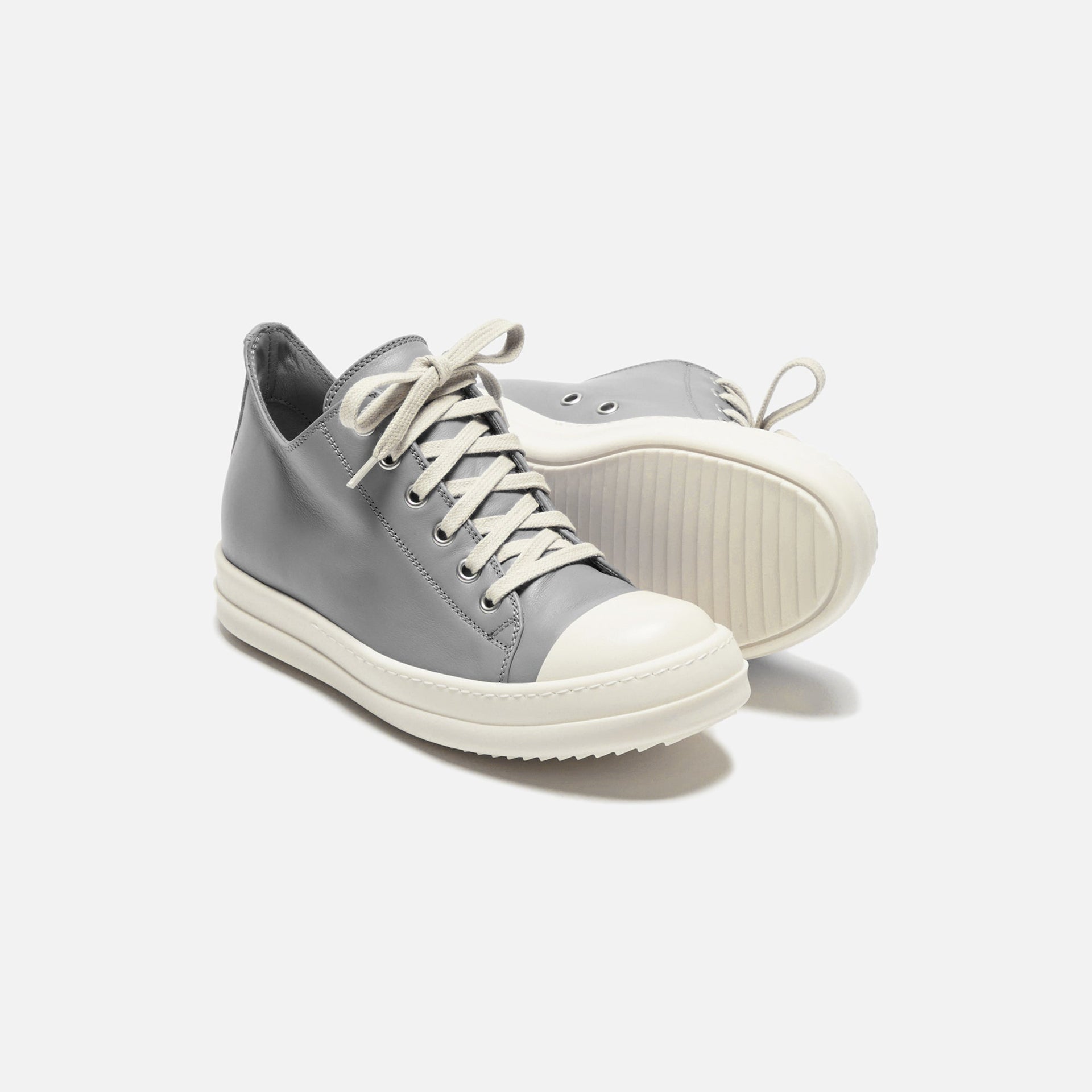 Rick Owens Low Sneakers - Scarpe In Pelle / Dust / Milk / Milk