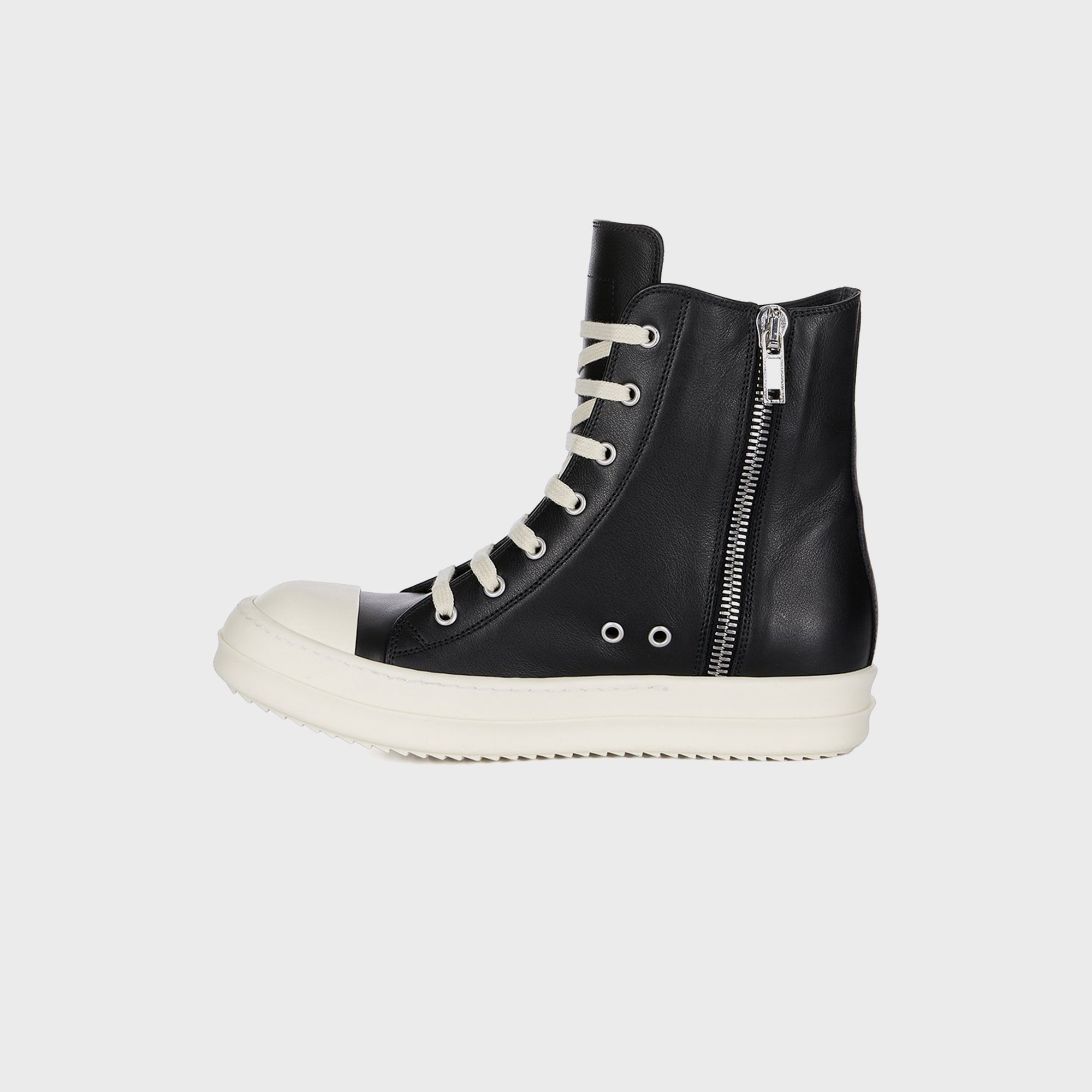Rick Owens Leather Sneakers Scarpe in Pelle - Black / Milk