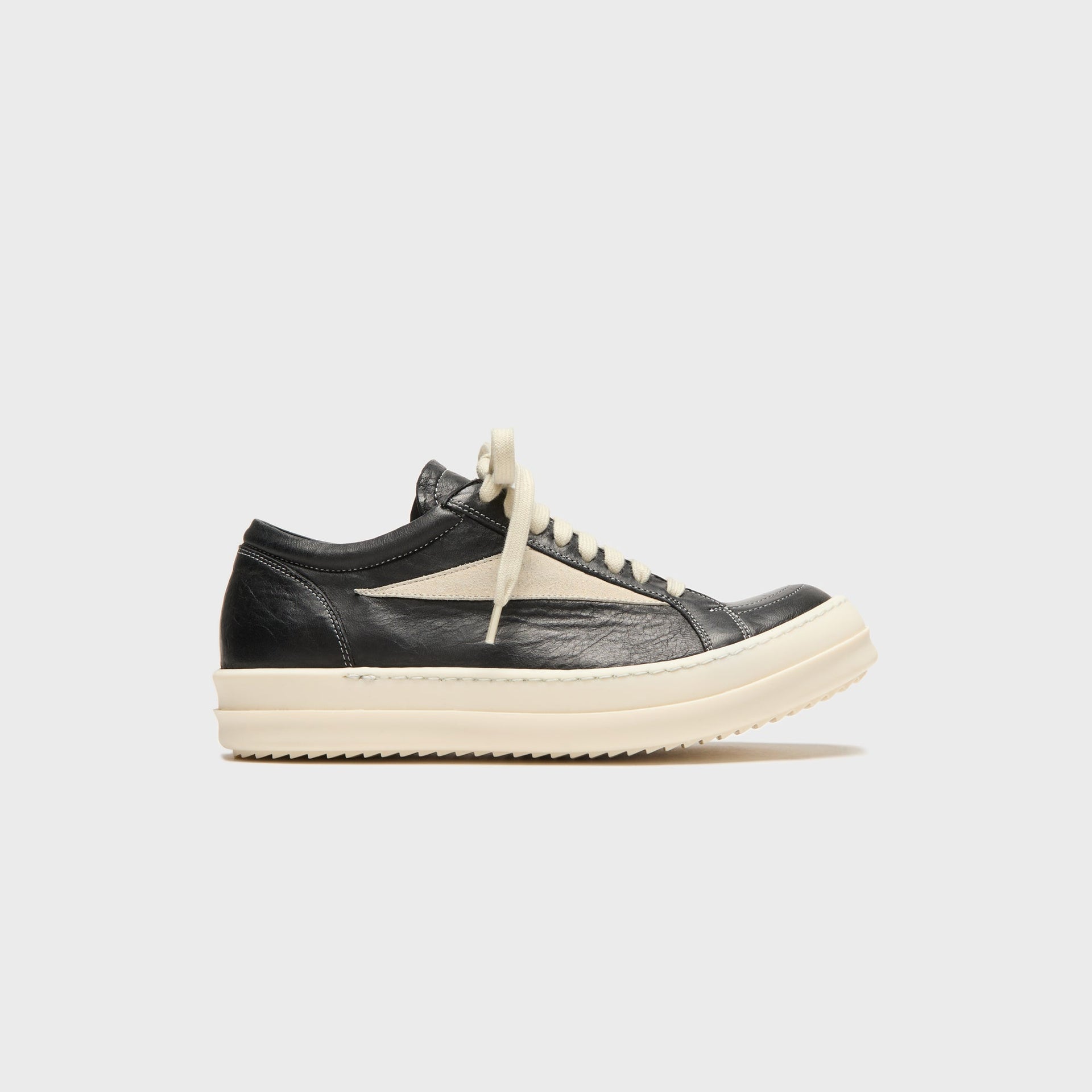 Rick Owens WMNS Black Temple Vintage Sneaks - Pelle Black / Milk / Milk
