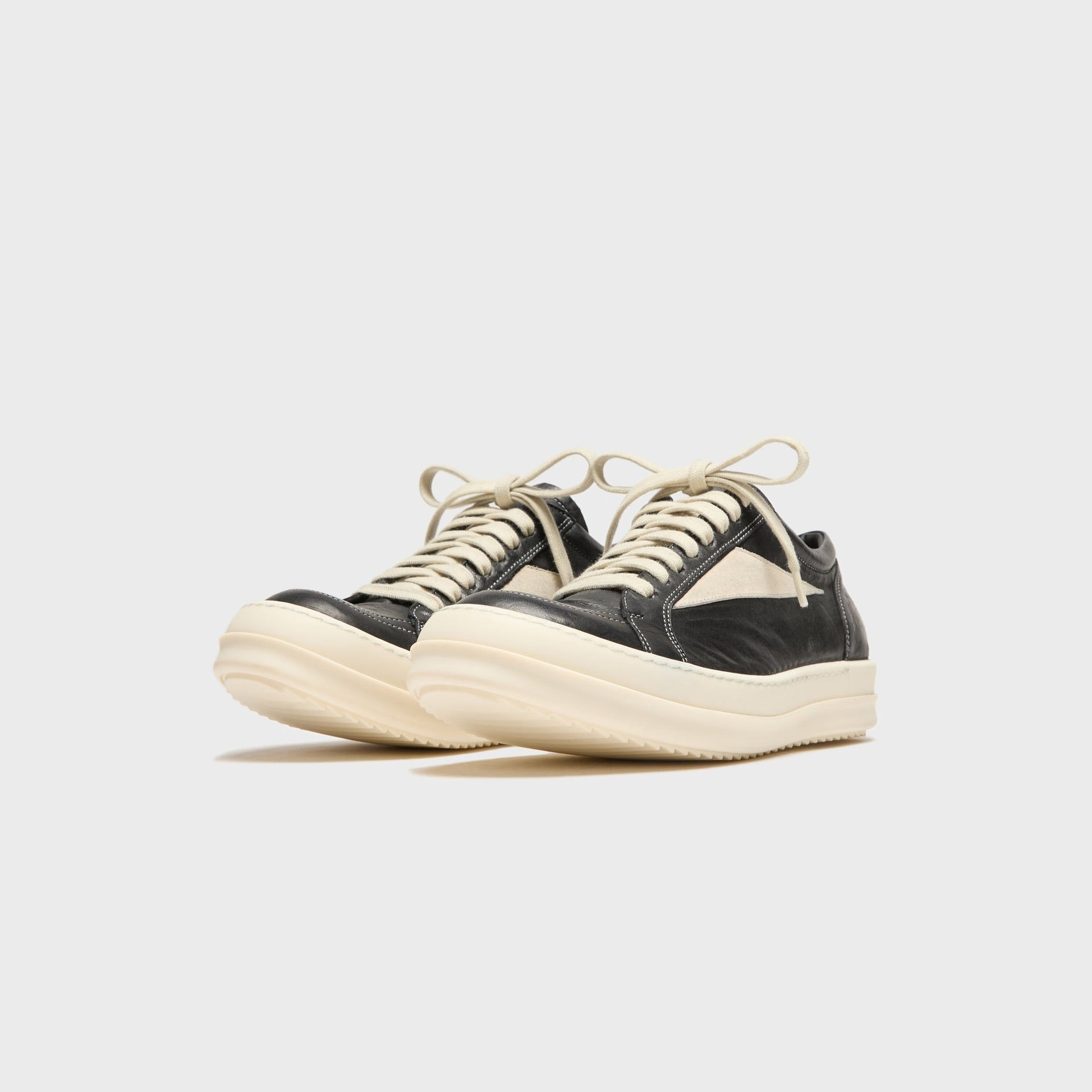 Rick Owens WMNS Black Temple Vintage Sneaks - Pelle Black / Milk / Milk