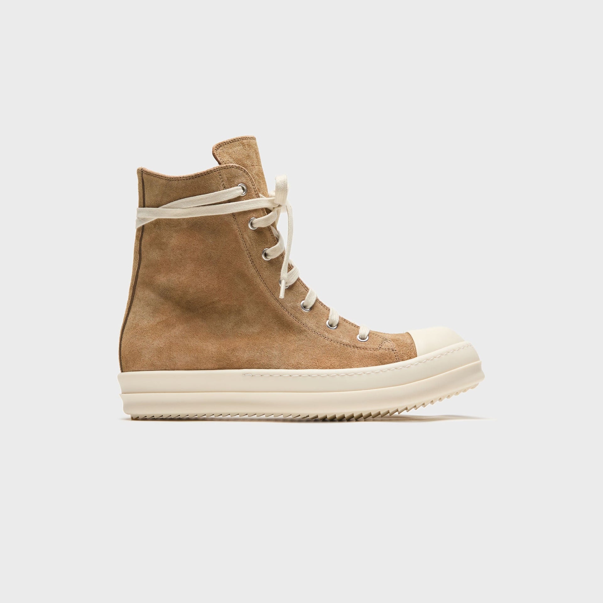Rick Owens WMNS Temple Sumi Suede High Top Sneakers - Brown / Milk / Milk