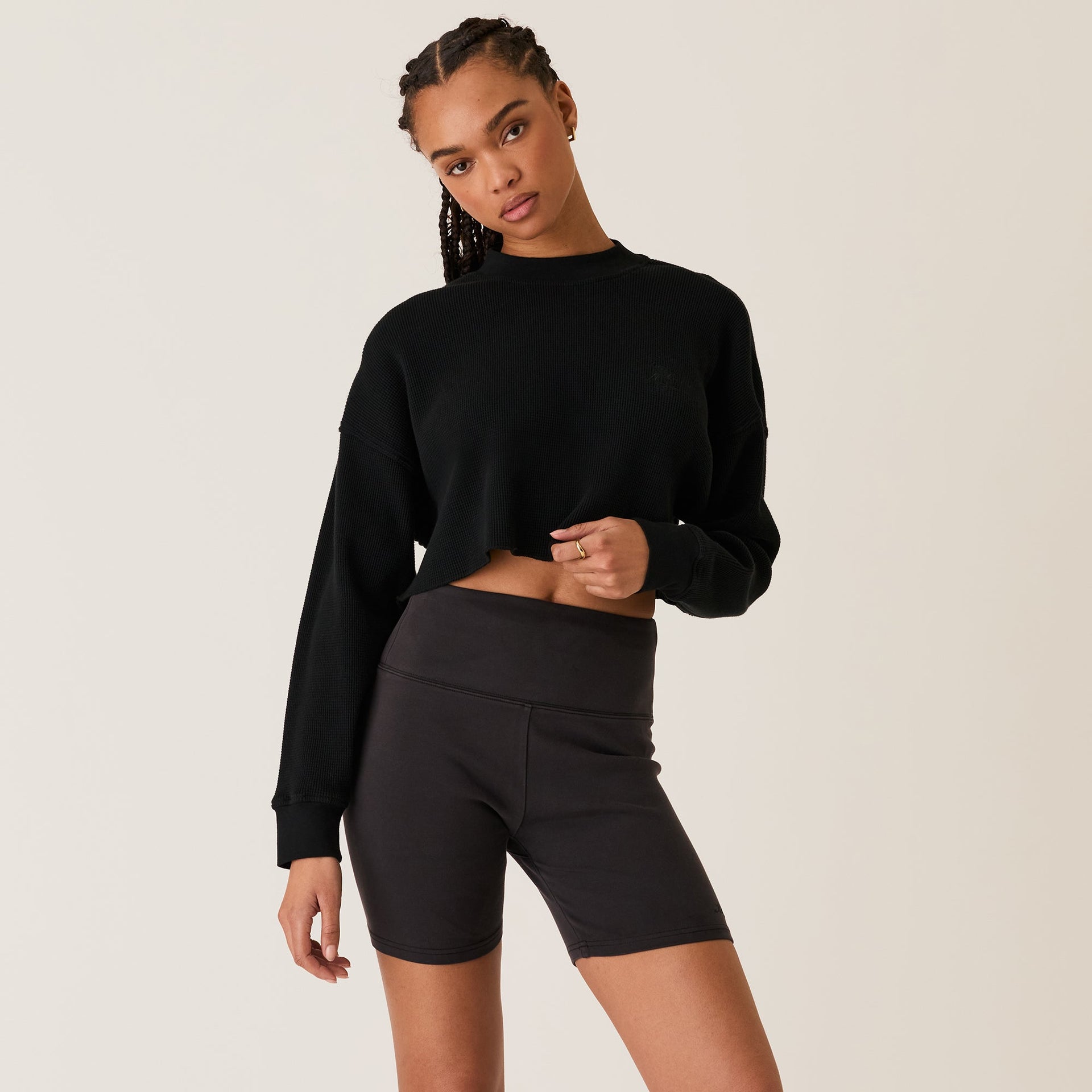 Kith Women Bryden Waffle Long Sleeve - Black